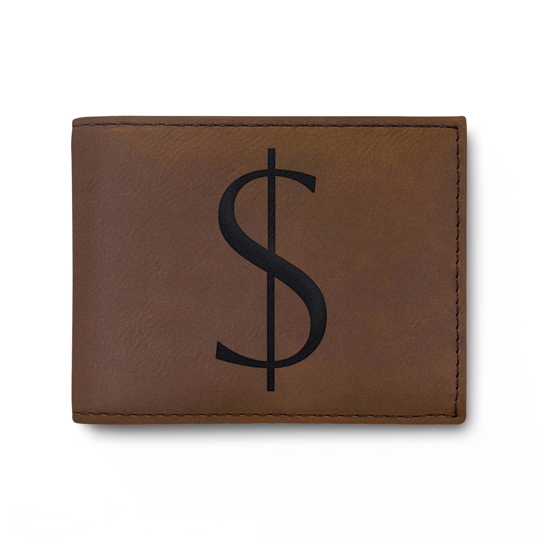 Bi-Fold Wallet — Modern Leather Money Clip Wallet with Dollar sign