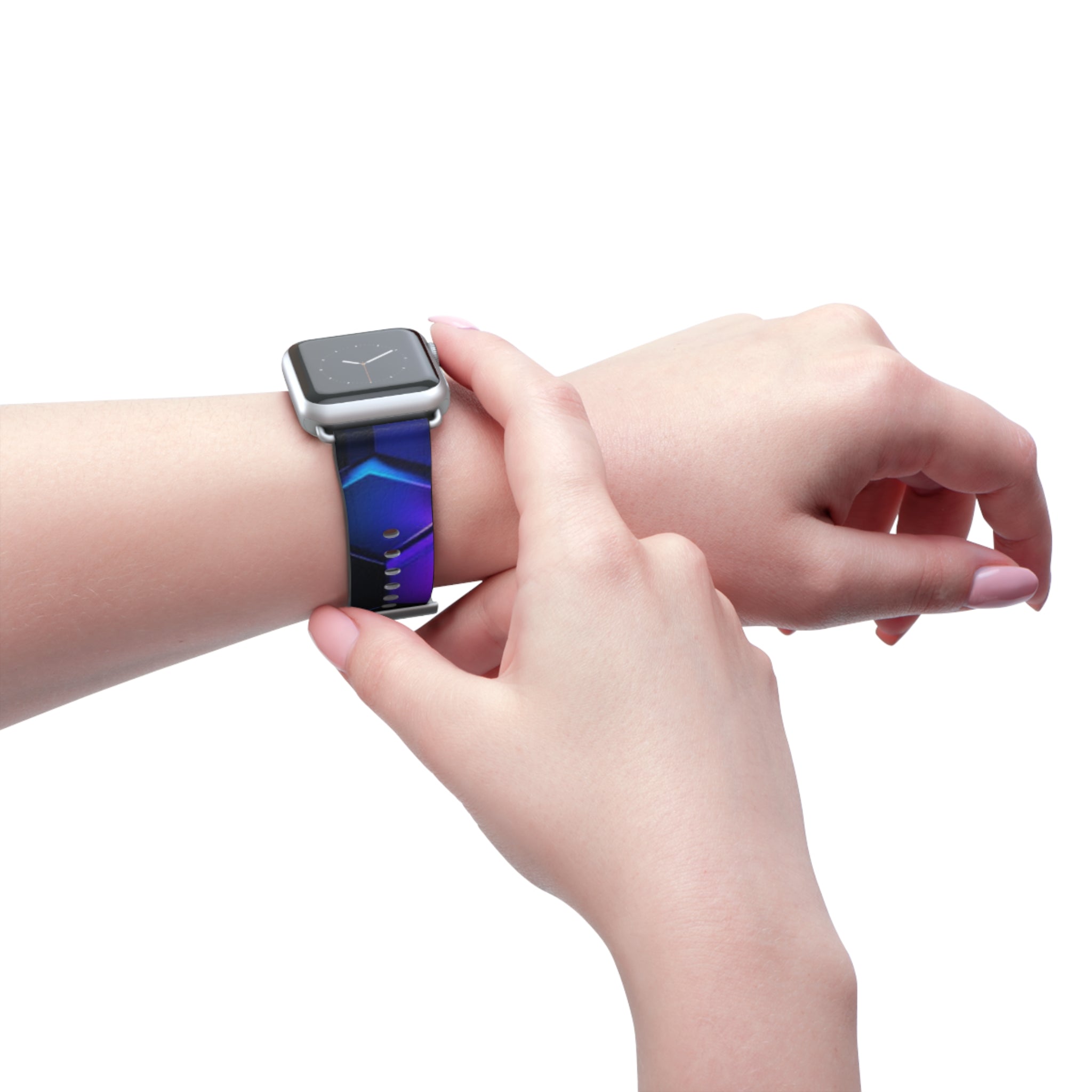 Hex Tech Watch Band — Blue & Purple Geometric Silicone Strap