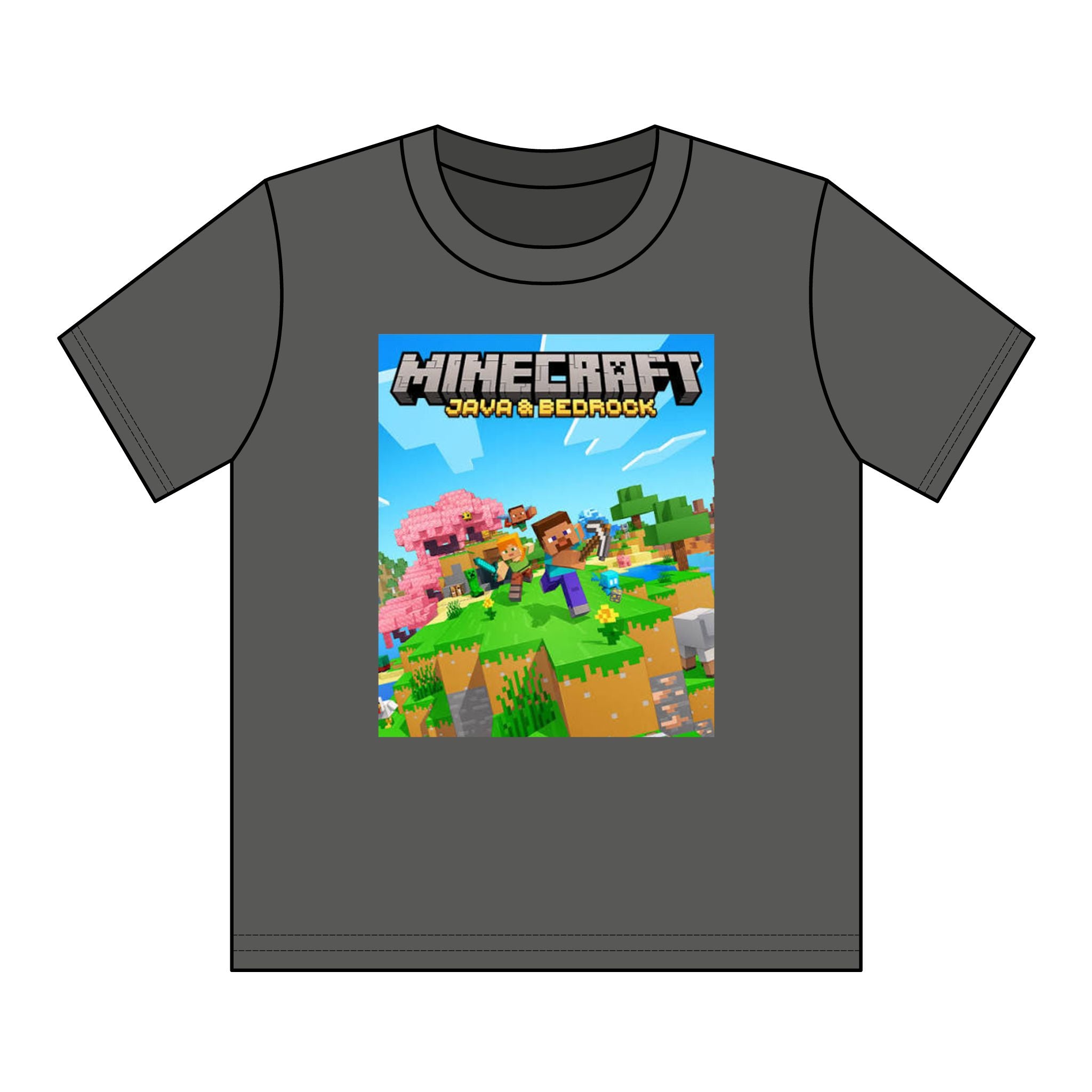 Minecraft Youth Graphic Tee — Java & Bedrock Adventure Print
