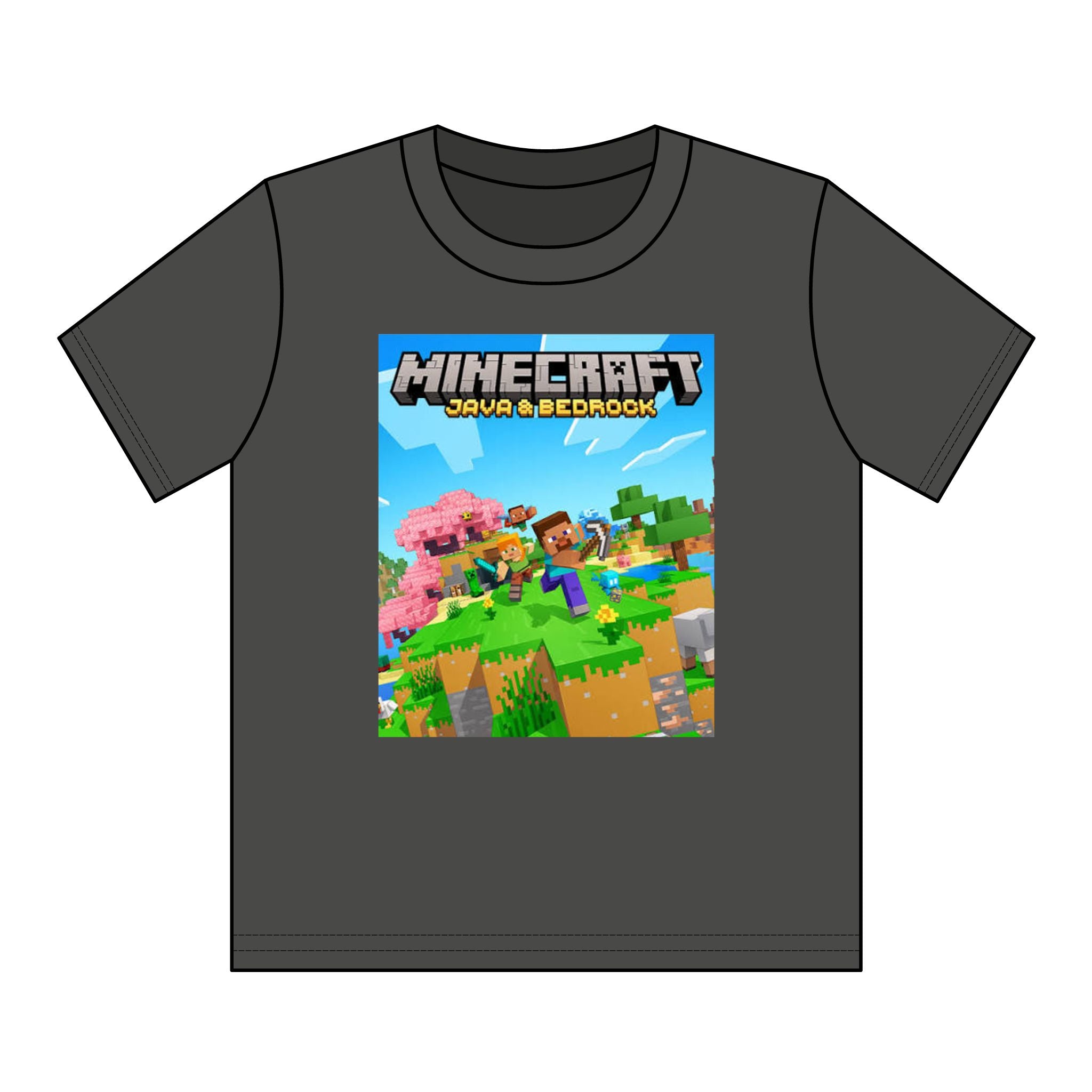 Minecraft Youth Graphic Tee — Java & Bedrock Adventure Print
