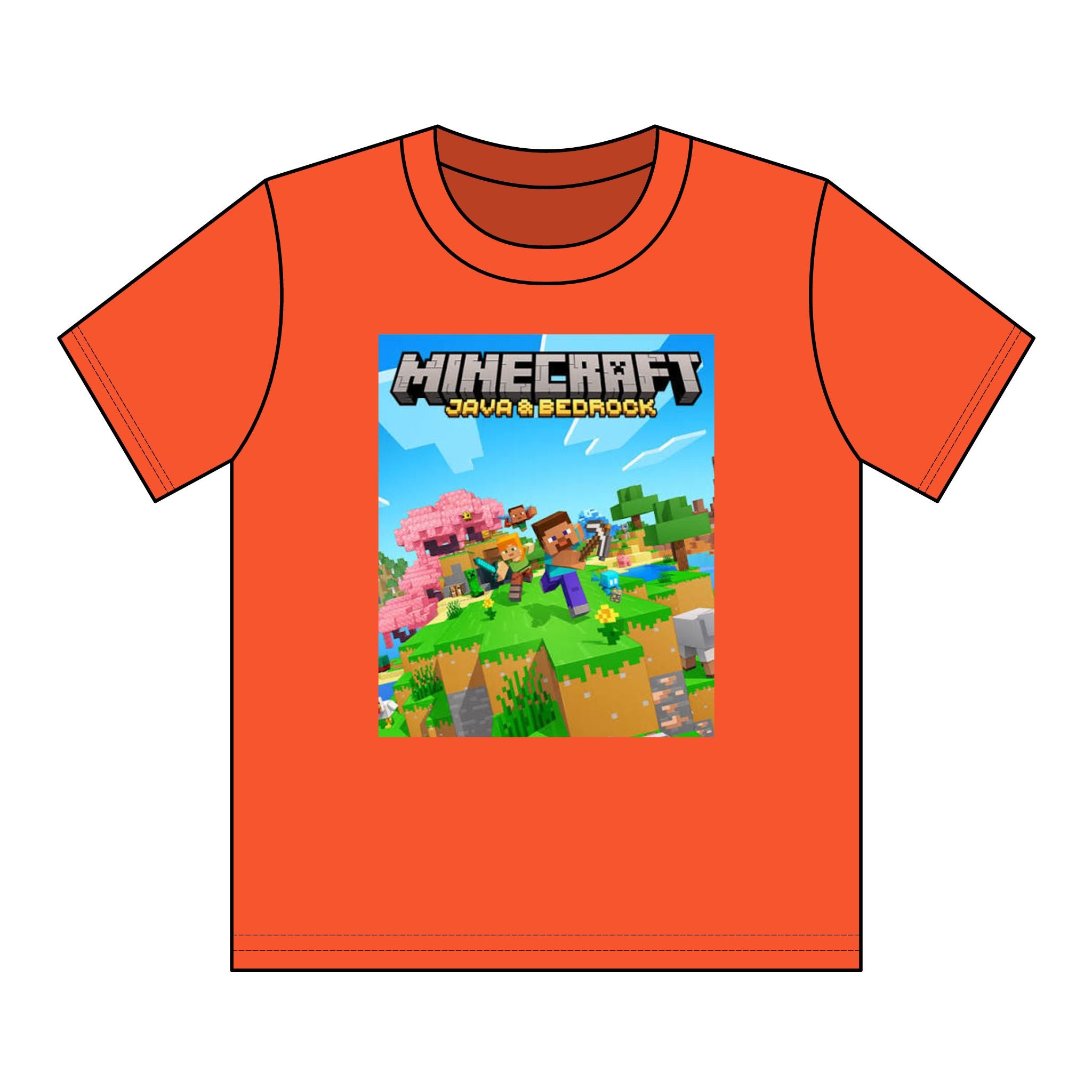 Minecraft Youth Graphic Tee — Java & Bedrock Adventure Print