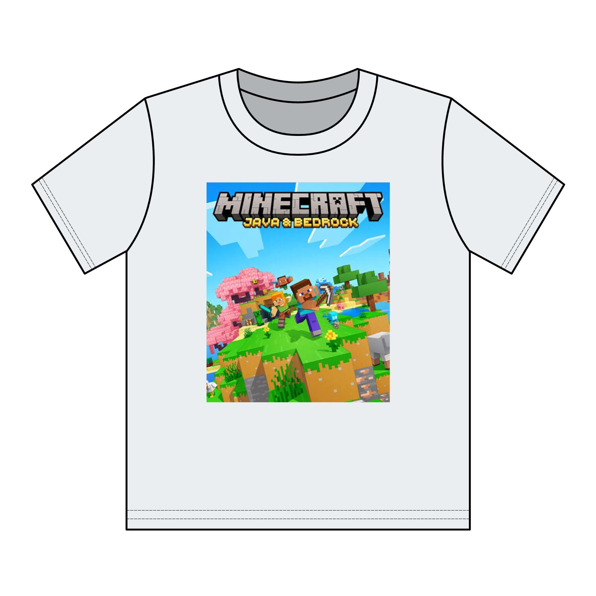Minecraft Youth Graphic Tee — Java & Bedrock Adventure Print