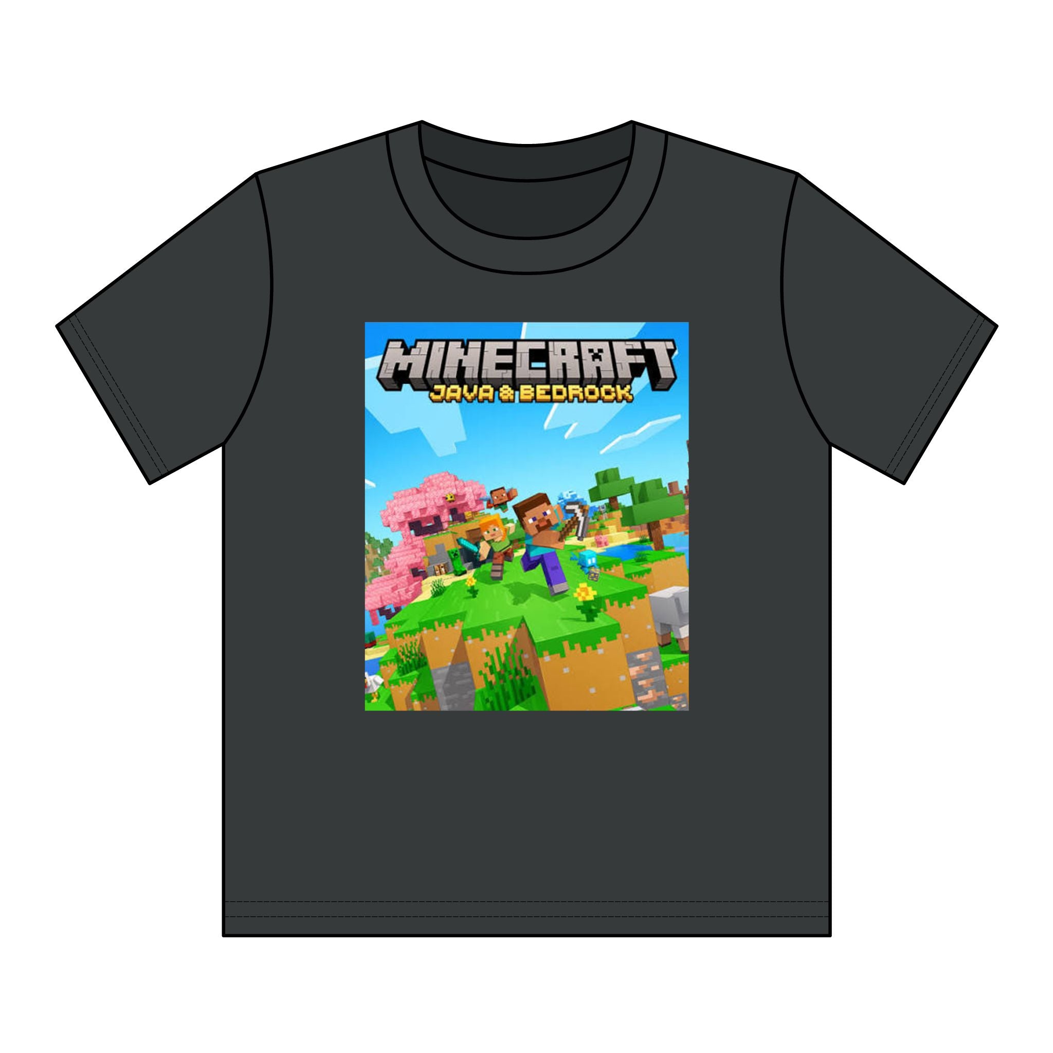 Minecraft Youth Graphic Tee — Java & Bedrock Adventure Print