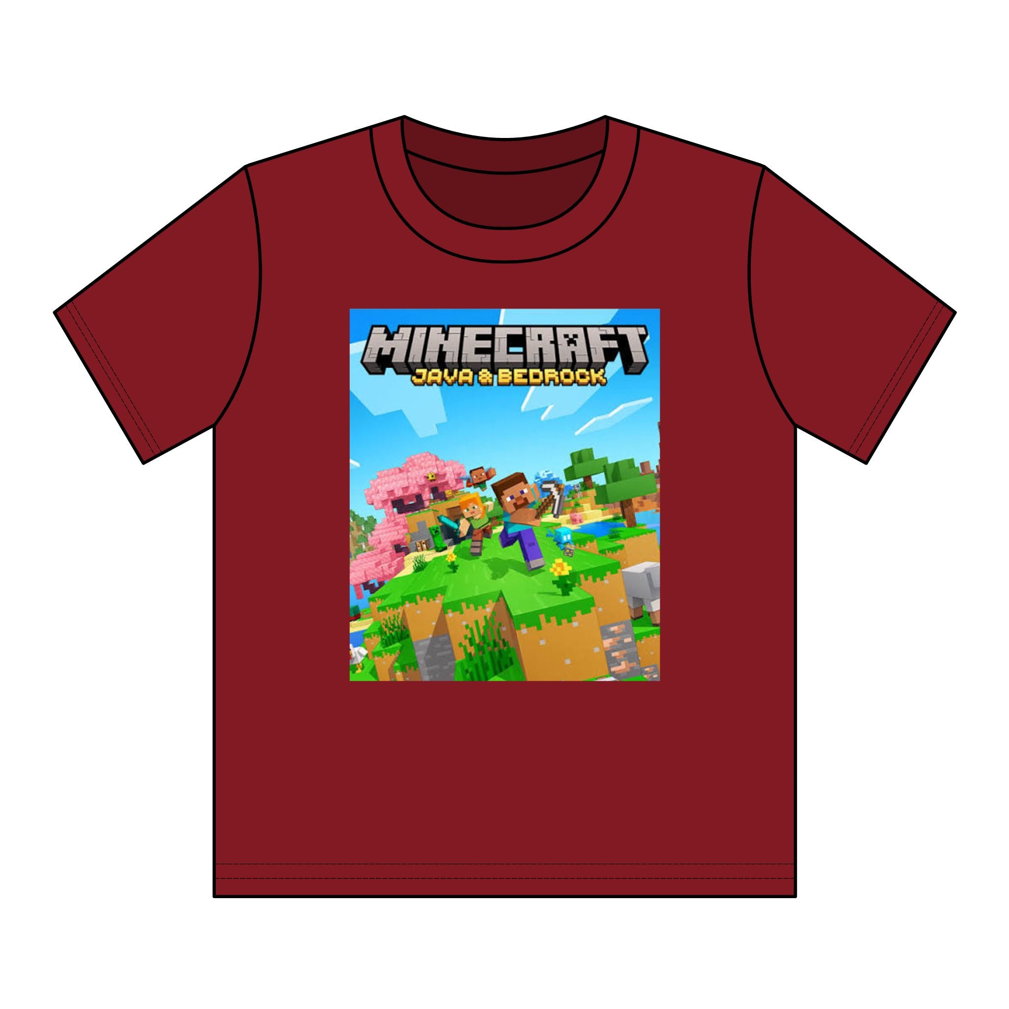 Minecraft Youth Graphic Tee — Java & Bedrock Adventure Print