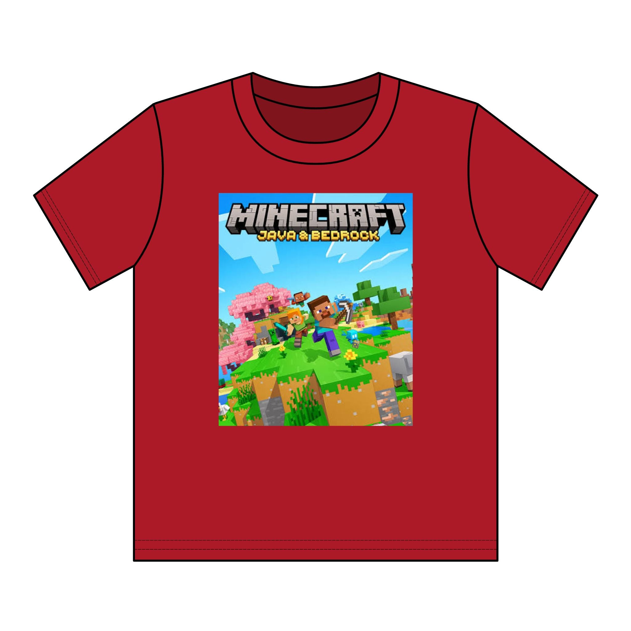 Minecraft Youth Graphic Tee — Java & Bedrock Adventure Print
