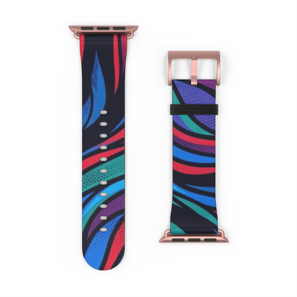 Abstract Neon Waves Watch Band — Colorful Swirl Apple Watch Strap