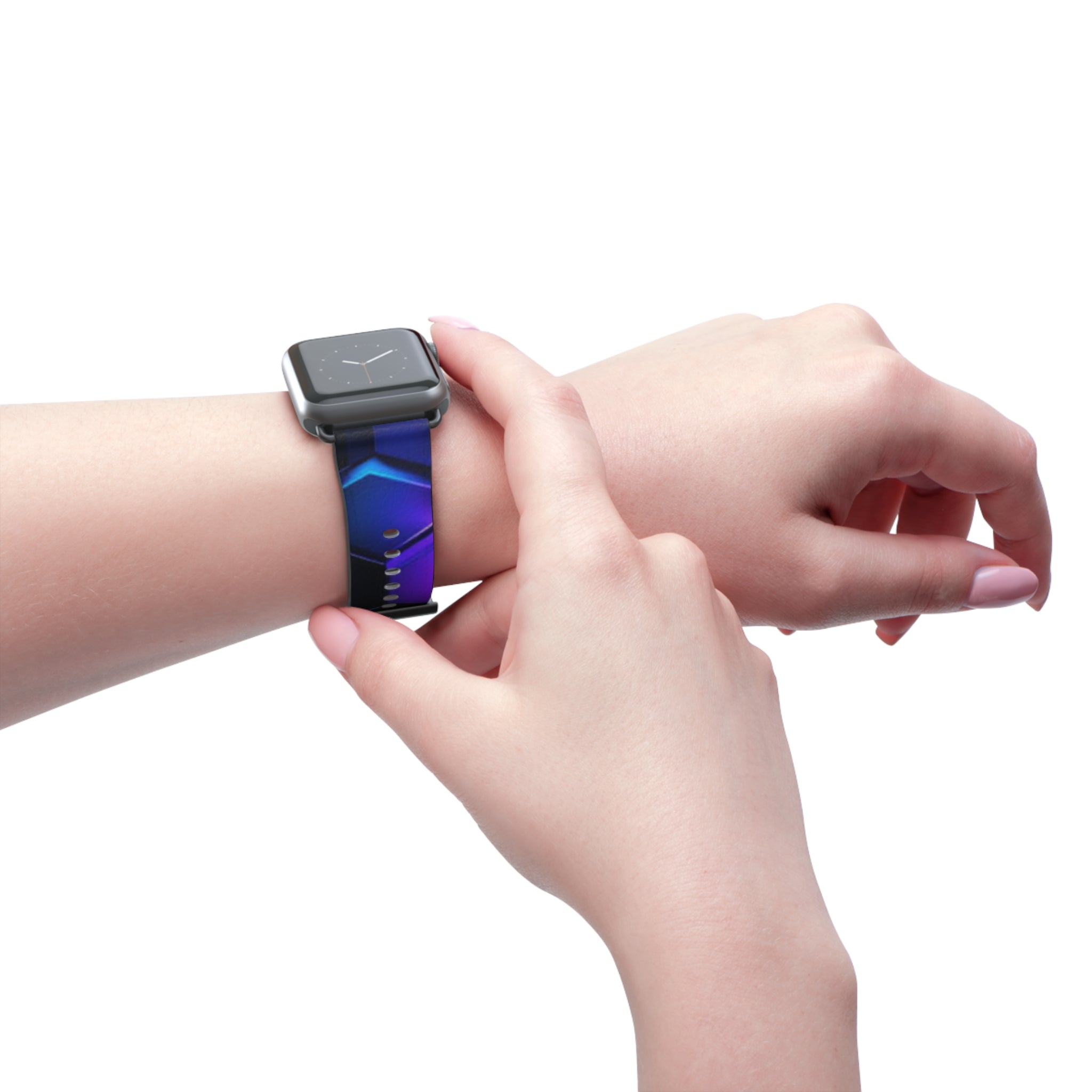 Hex Tech Watch Band — Blue & Purple Geometric Silicone Strap