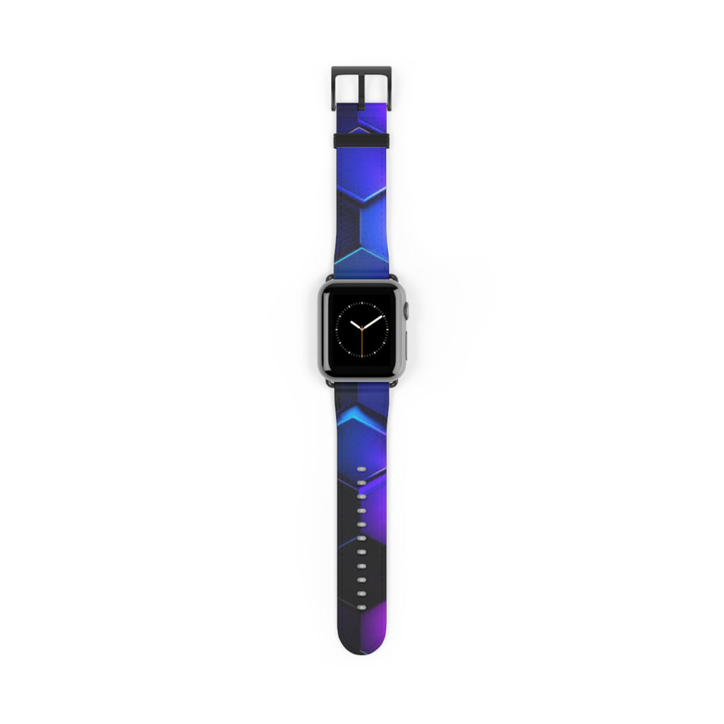 Hex Tech Watch Band — Blue & Purple Geometric Silicone Strap