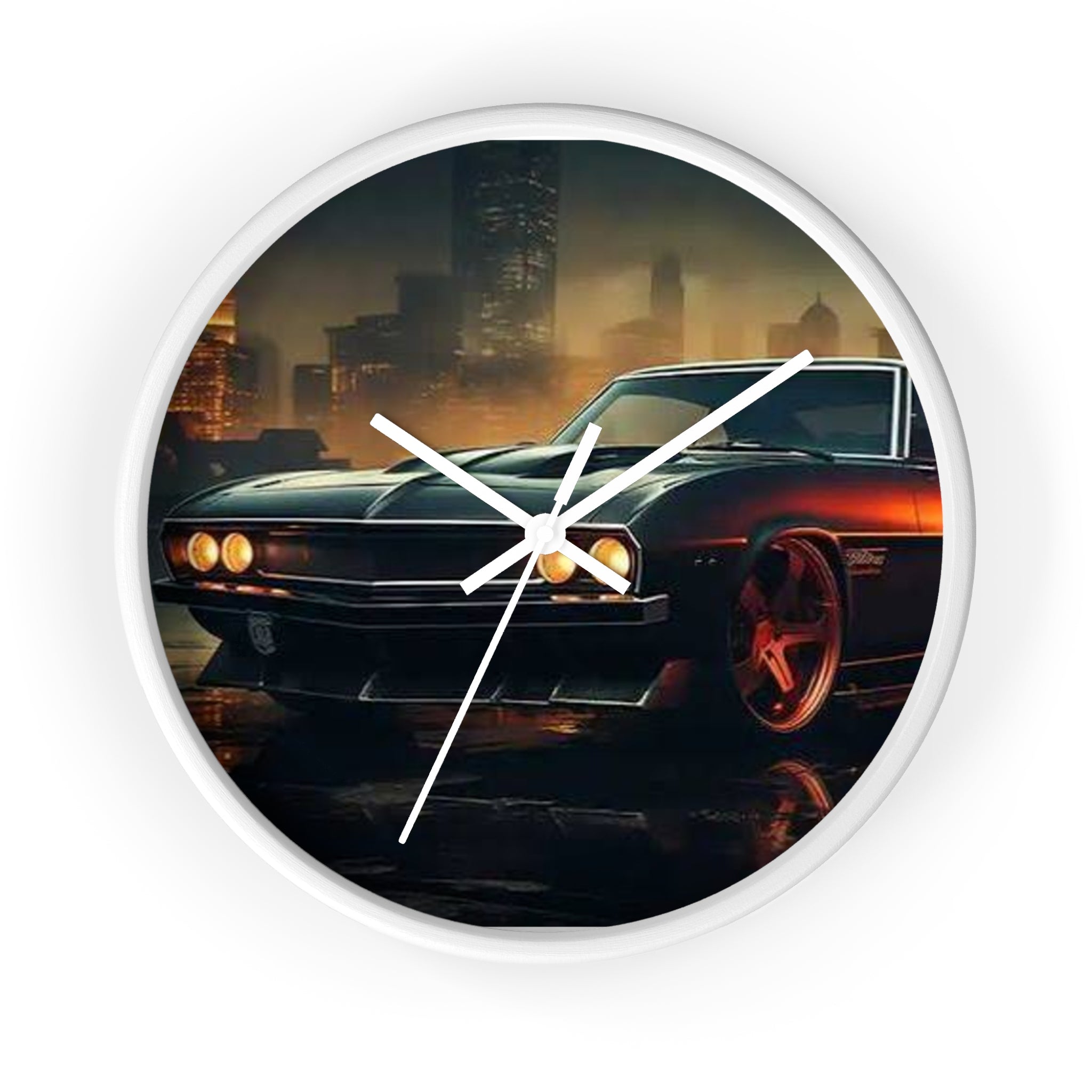Vintage Muscle Car Wall Clock — Retro City Night Automotive Decor