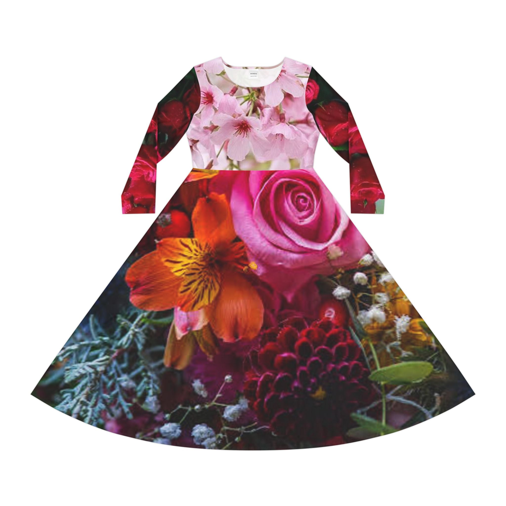 Floral Long Sleeve ROYAL Dress BOUQUET DESIGN