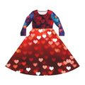 Women's Long Sleeve Dance Dress – Red Bokeh Heart Print | Valentine's Party & Performance Dress