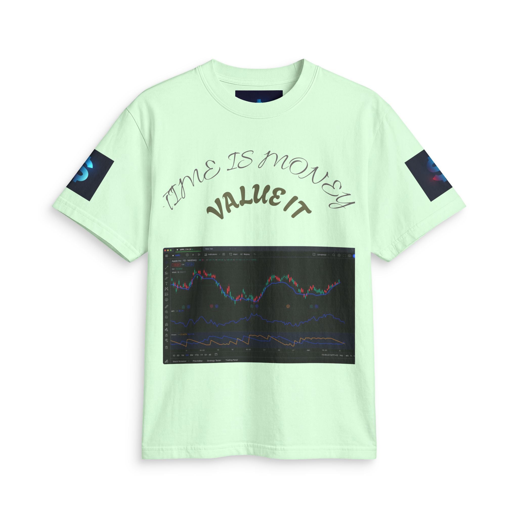 Money Symbol Graphic T-Shirt — Stock Market Candlestick Design