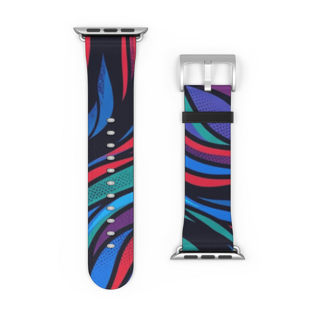 Abstract Neon Waves Watch Band — Colorful Swirl Apple Watch Strap