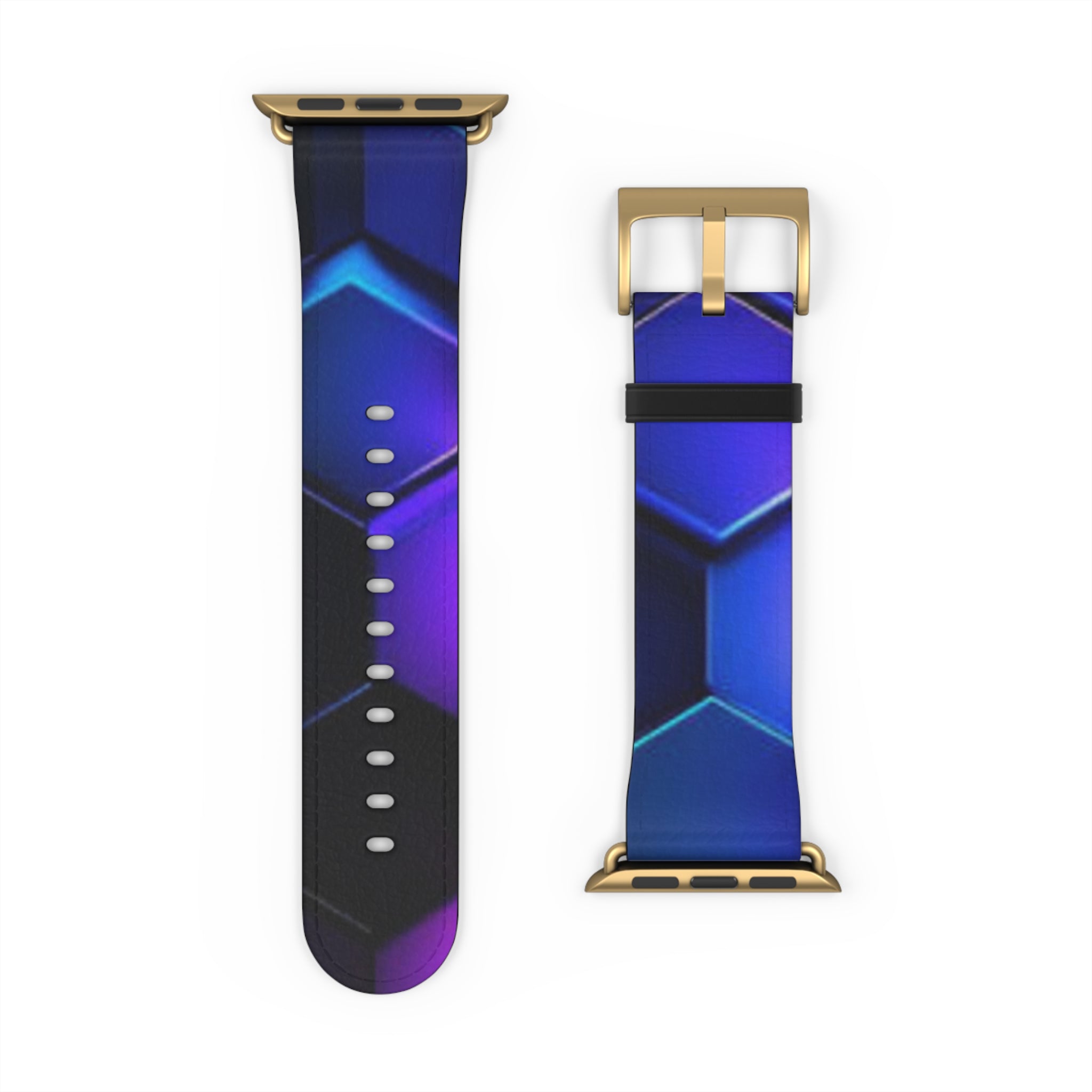 Hex Tech Watch Band — Blue & Purple Geometric Silicone Strap