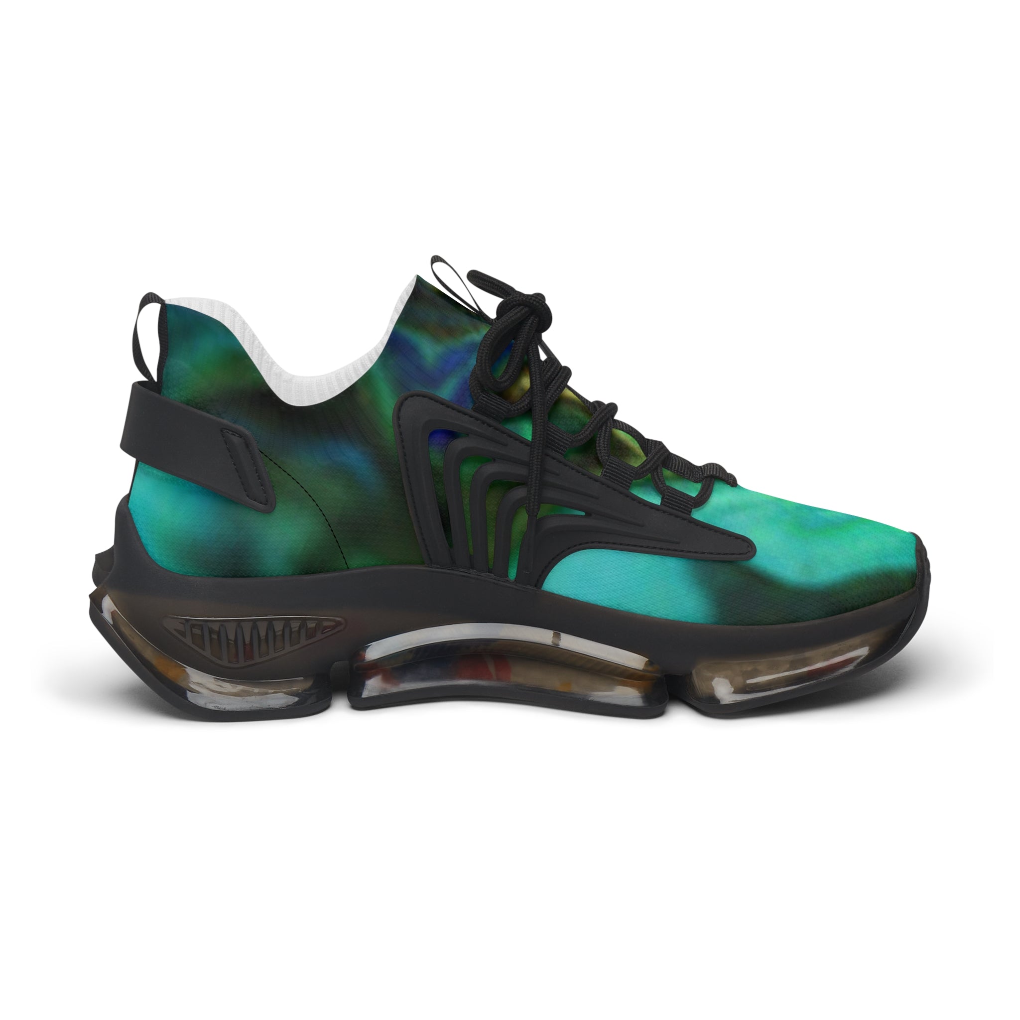 Women's Mesh Sneakers — Green Marble Athletic Shoes, Lightweight Breathable Casual Trainer
