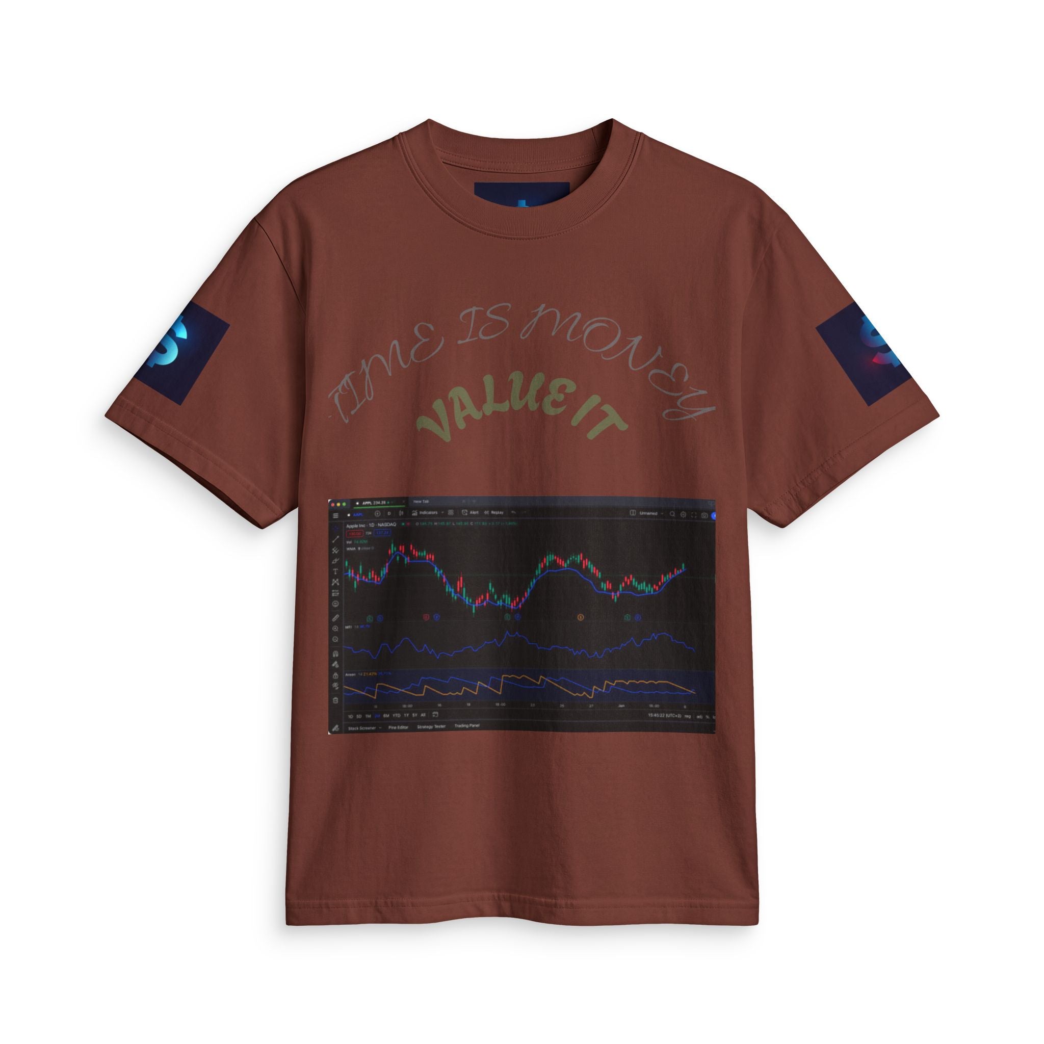 Money Symbol Graphic T-Shirt — Stock Market Candlestick Design
