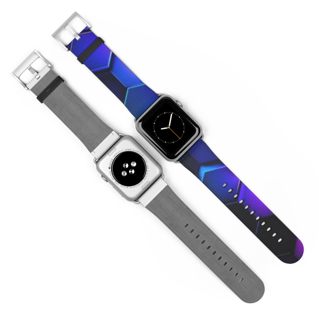 Hex Tech Watch Band — Blue & Purple Geometric Silicone Strap