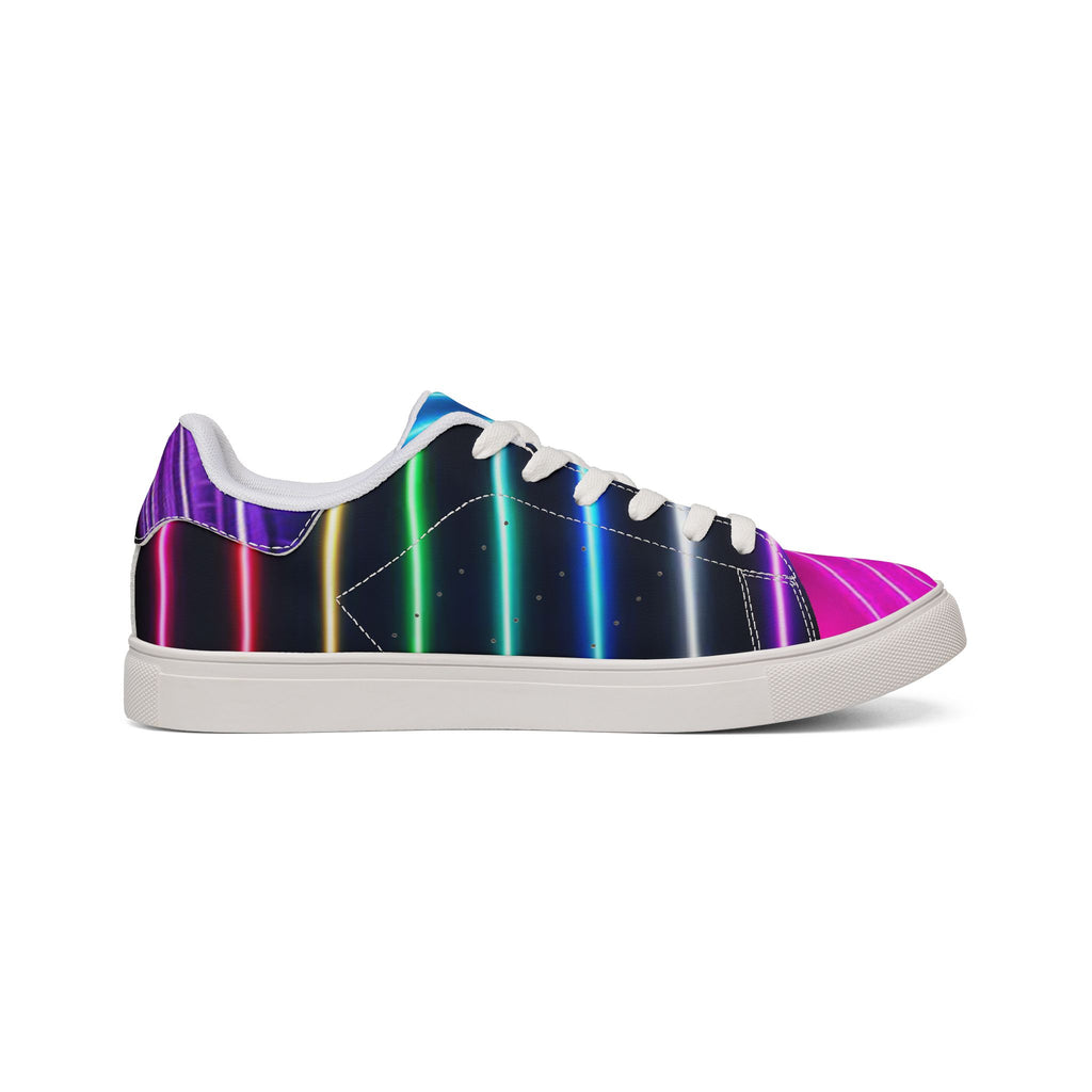 Low-Top Sneakers — Neon Wave Leather Casual Shoes