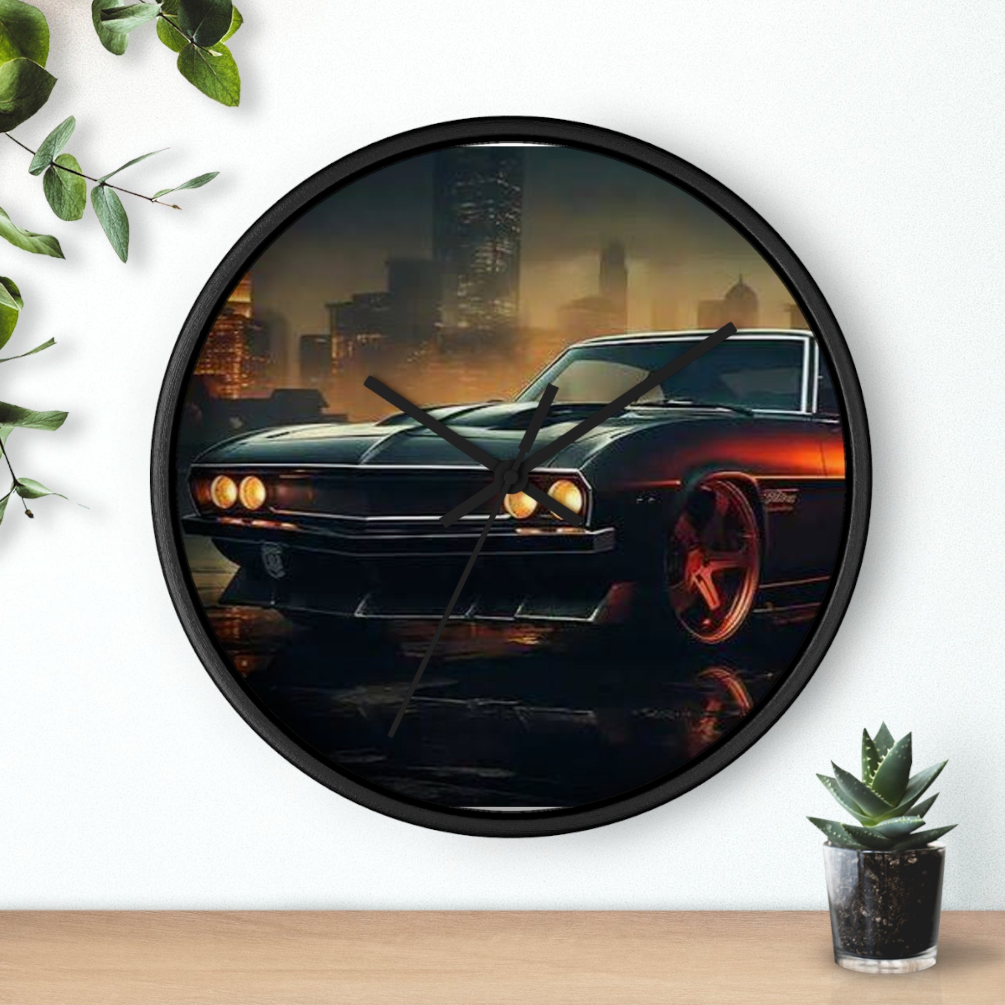 Vintage Muscle Car Wall Clock — Retro City Night Automotive Decor