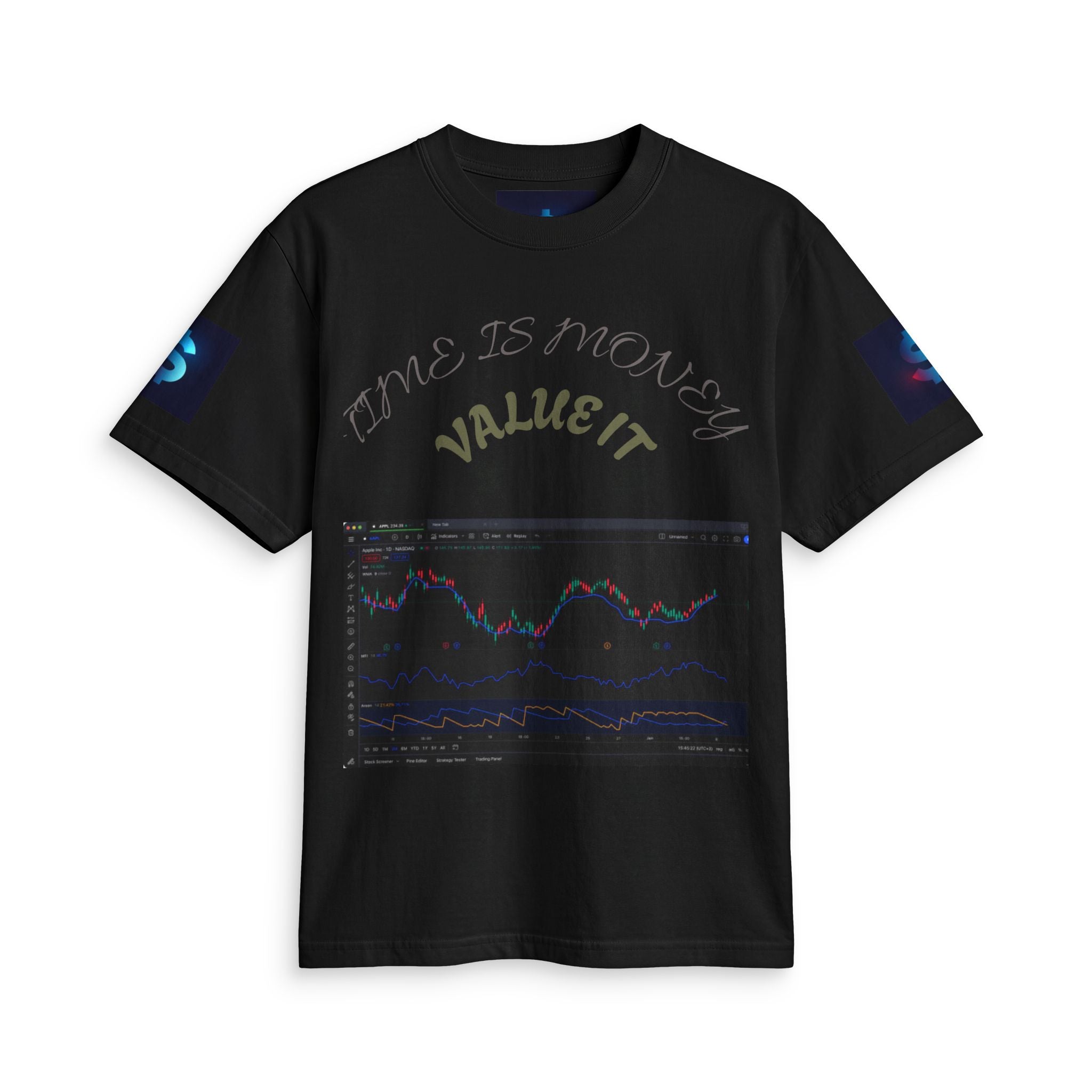 Money Symbol Graphic T-Shirt — Stock Market Candlestick Design