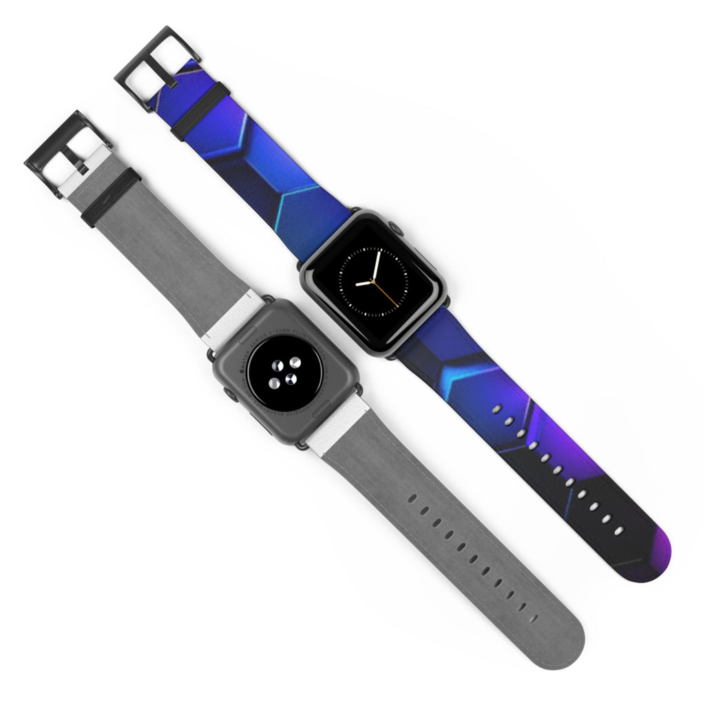 Hex Tech Watch Band — Blue & Purple Geometric Silicone Strap