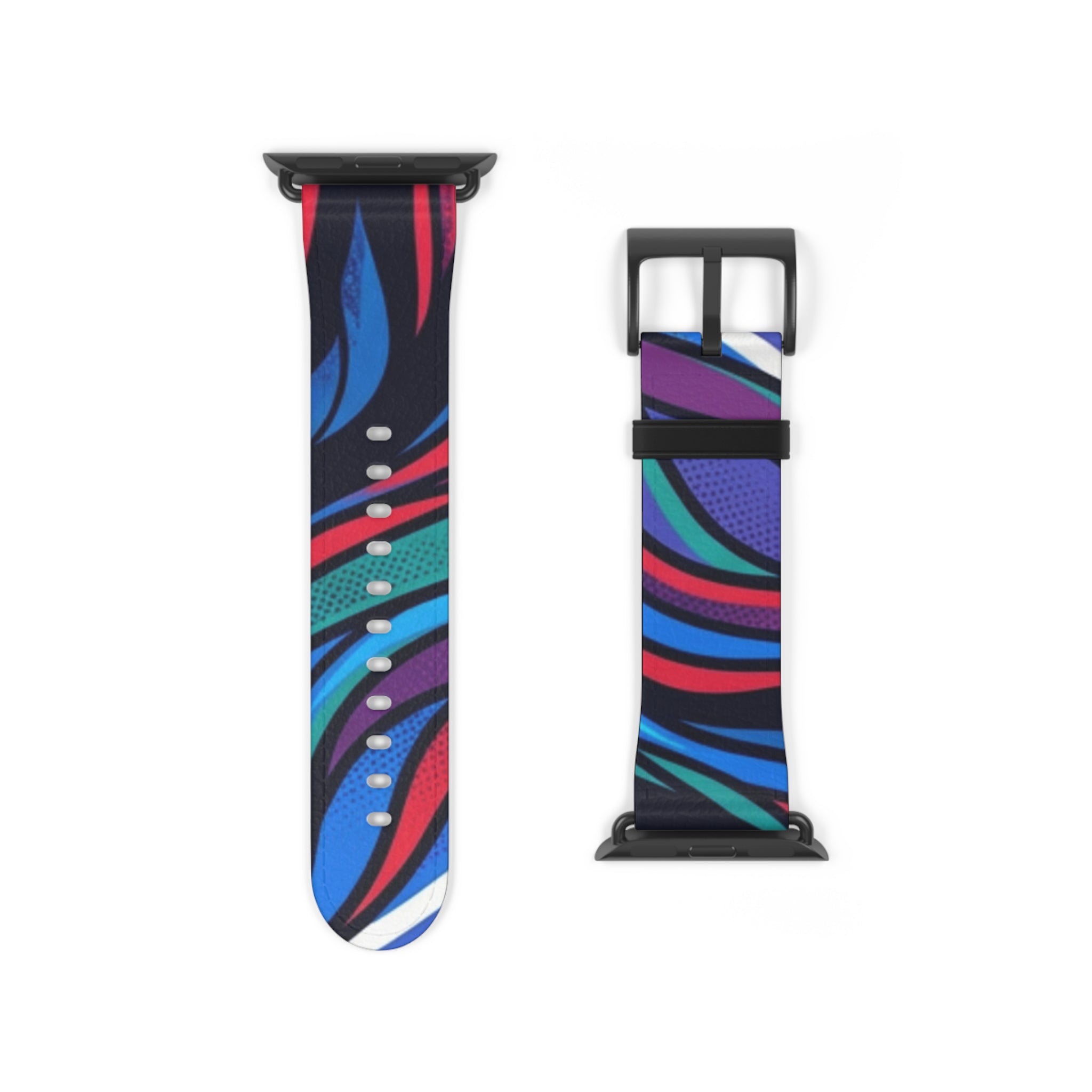 Abstract Neon Waves Watch Band — Colorful Swirl Apple Watch Strap