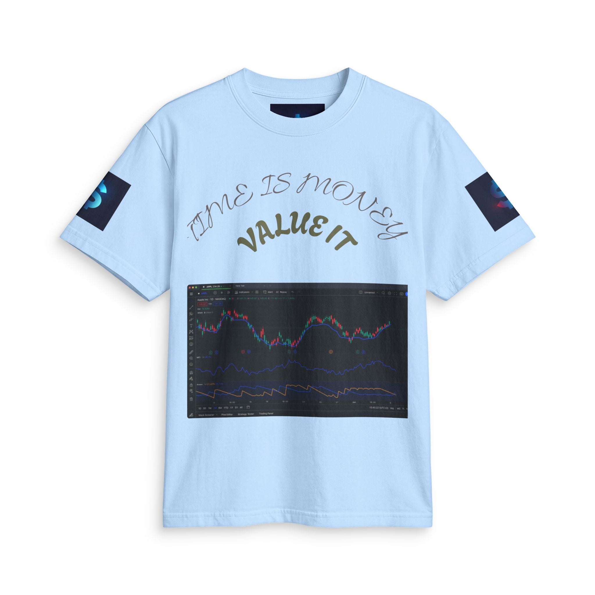 Money Symbol Graphic T-Shirt — Stock Market Candlestick Design
