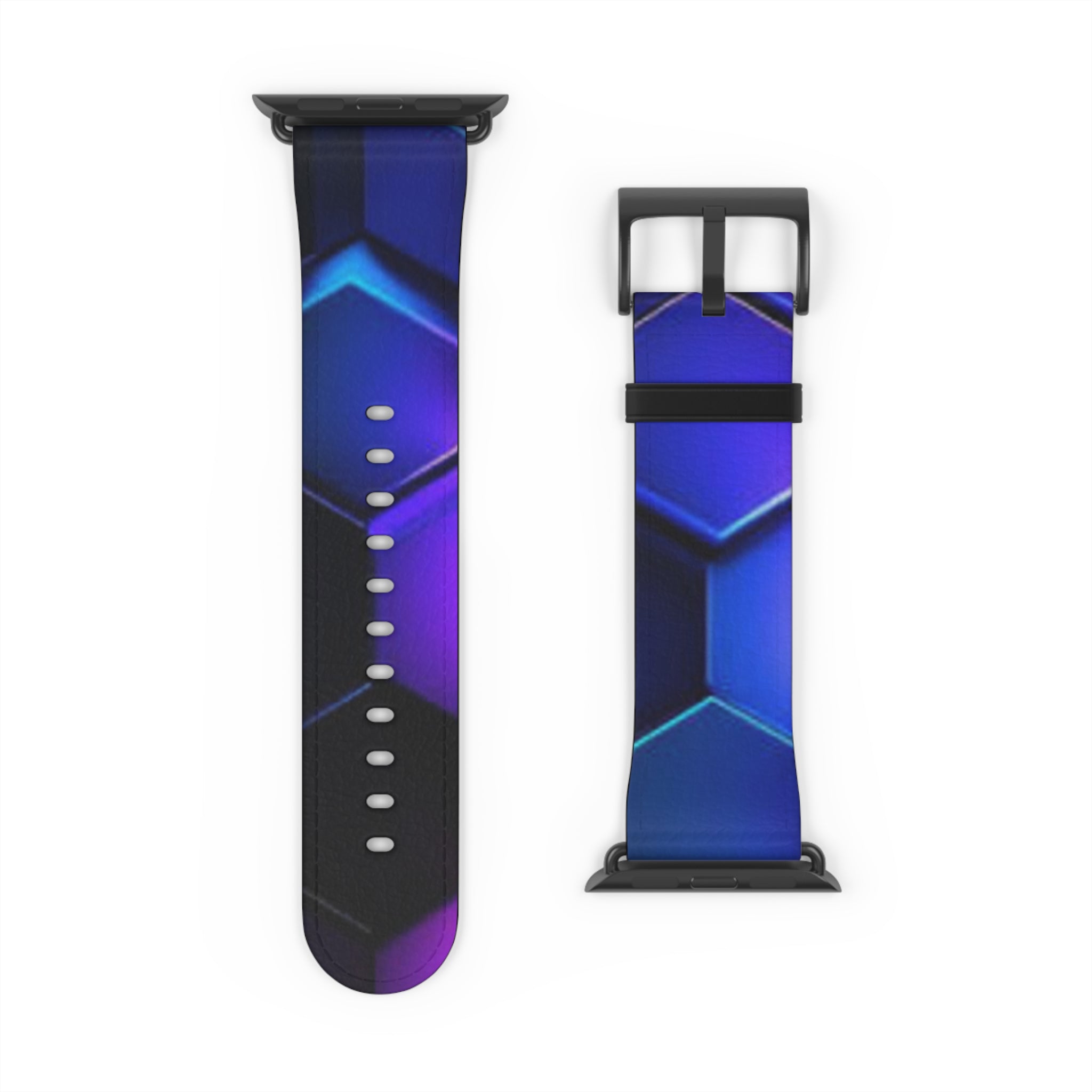 Hex Tech Watch Band — Blue & Purple Geometric Silicone Strap
