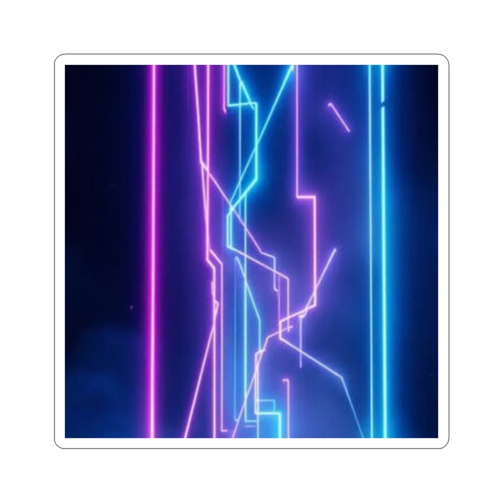 Neon Cyber Lines Sticker Retro Futuristic
