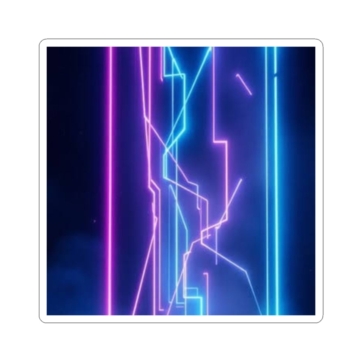Neon Cyber Lines Sticker Retro Futuristic