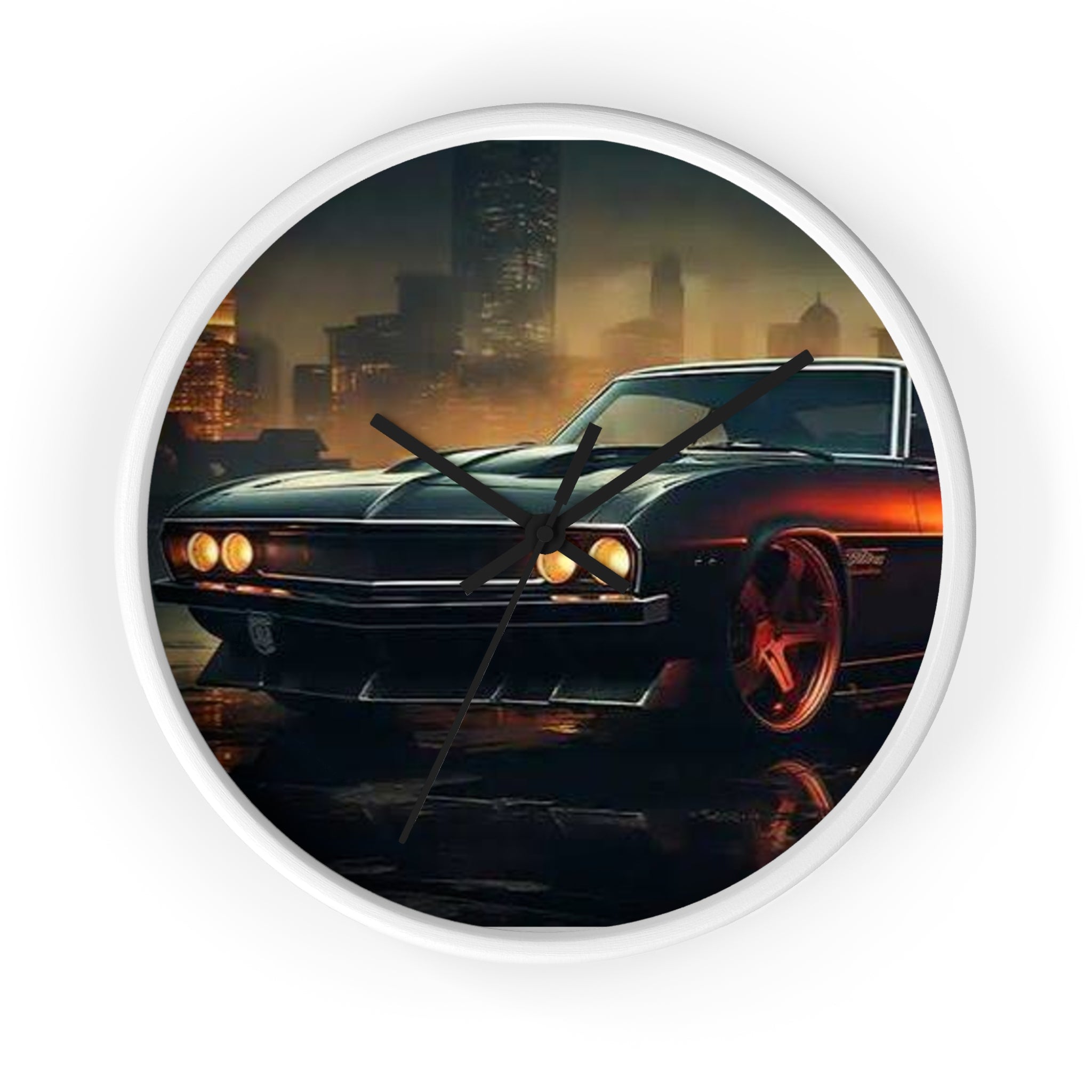 Vintage Muscle Car Wall Clock — Retro City Night Automotive Decor