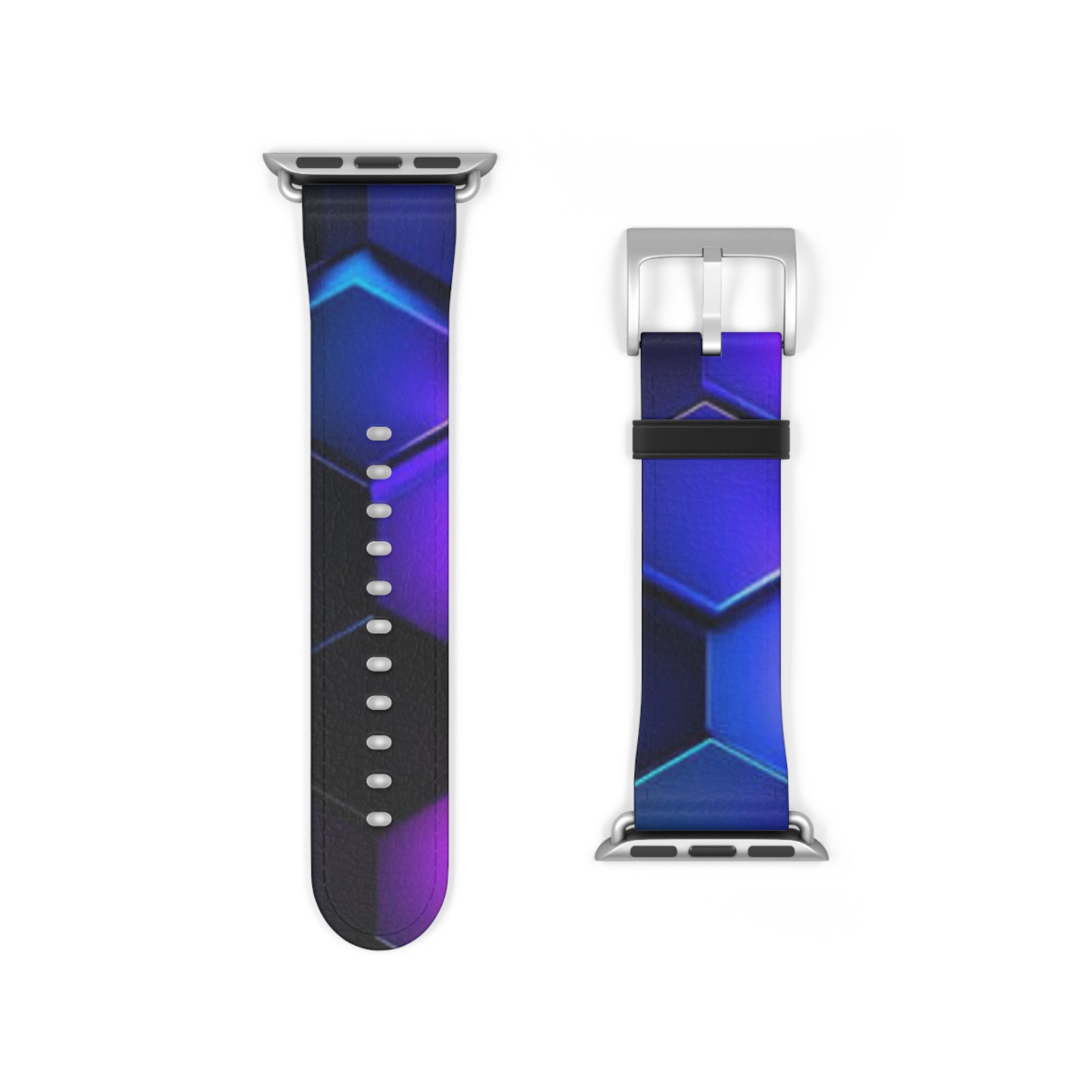 Hex Tech Watch Band — Blue & Purple Geometric Silicone Strap