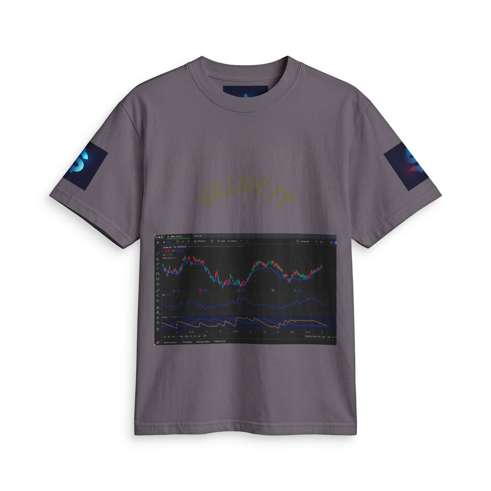 Money Symbol Graphic T-Shirt — Stock Market Candlestick Design