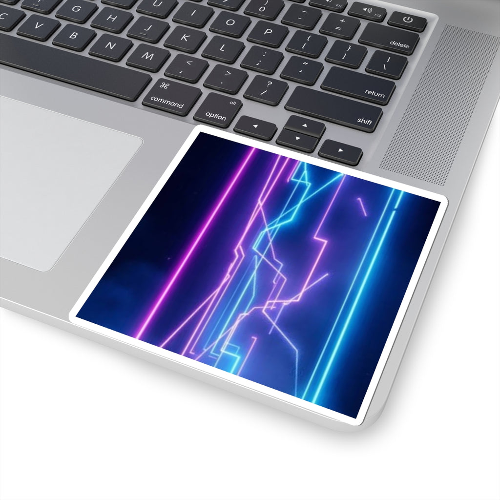 Neon Cyber Lines Sticker Retro Futuristic