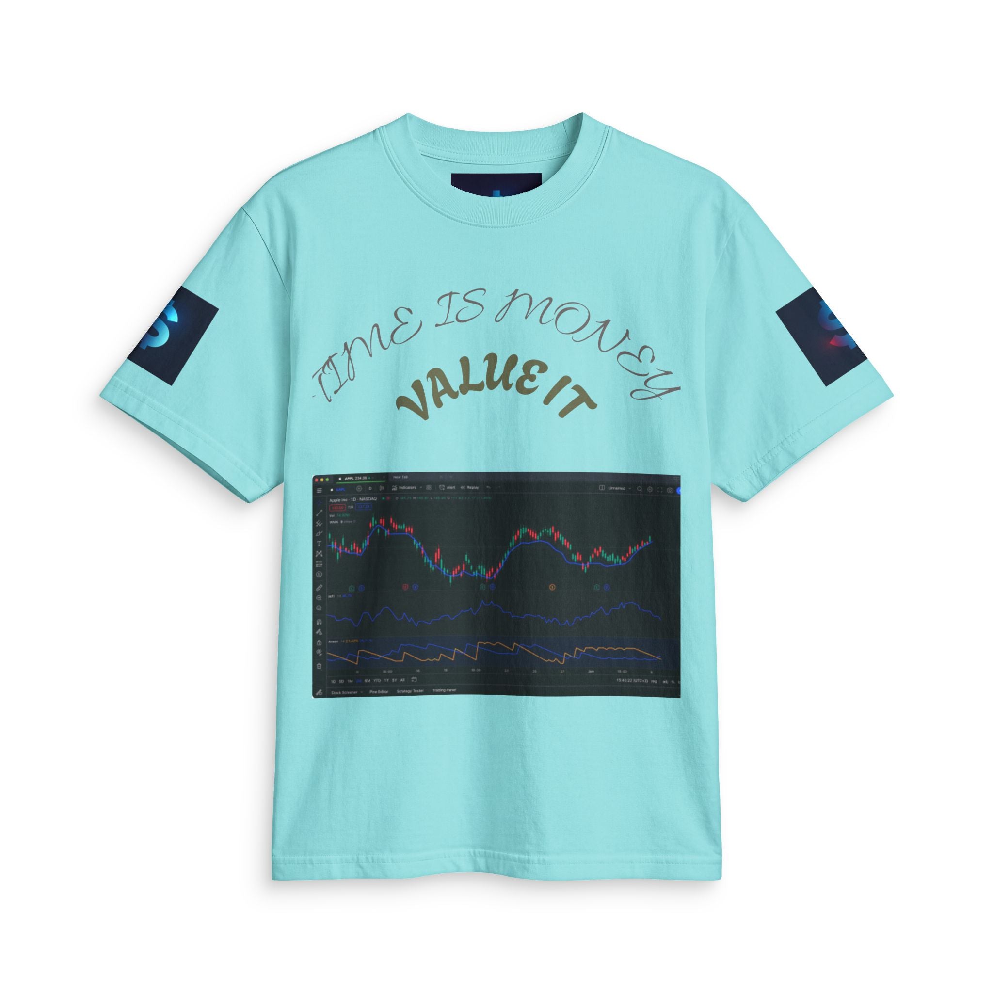 Money Symbol Graphic T-Shirt — Stock Market Candlestick Design