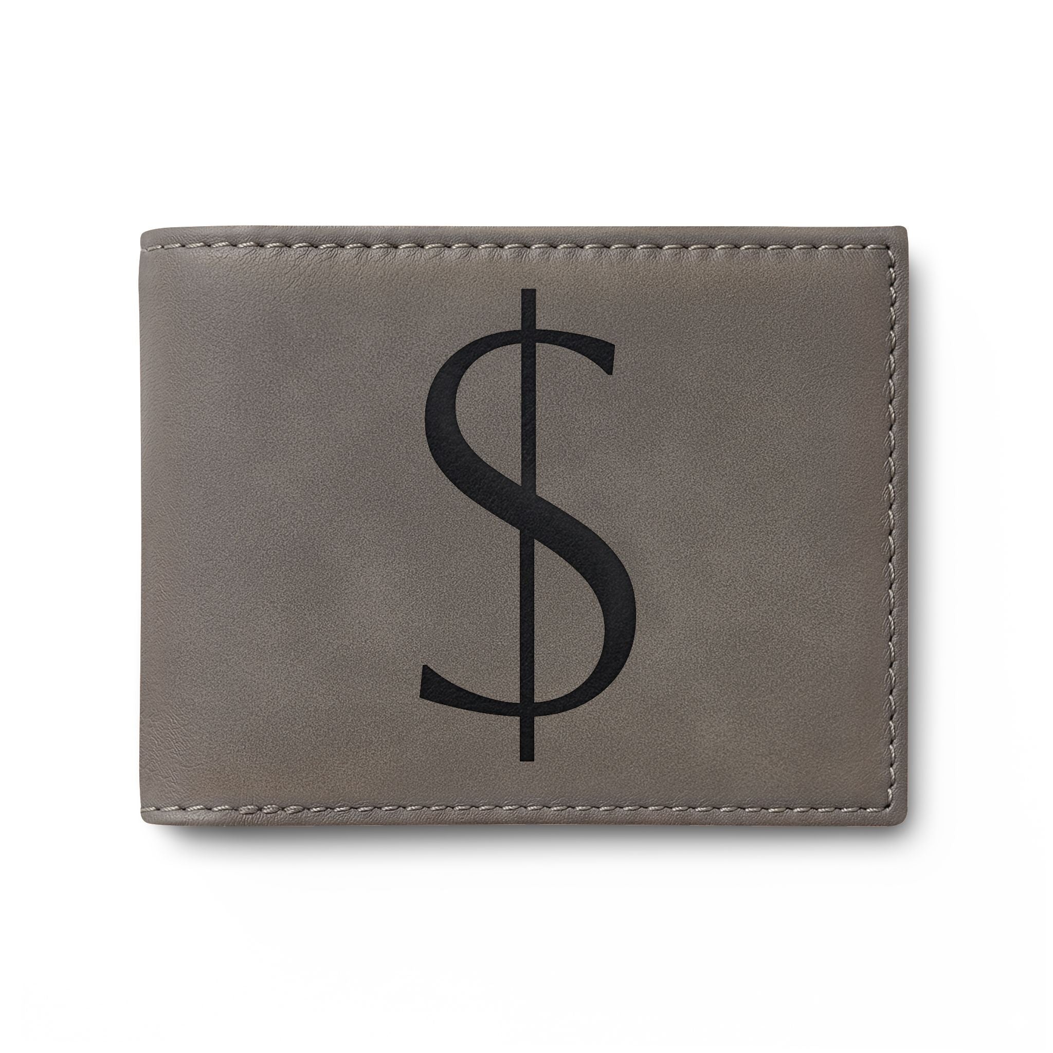 Bi-Fold Wallet — Modern Leather Money Clip Wallet with Dollar sign