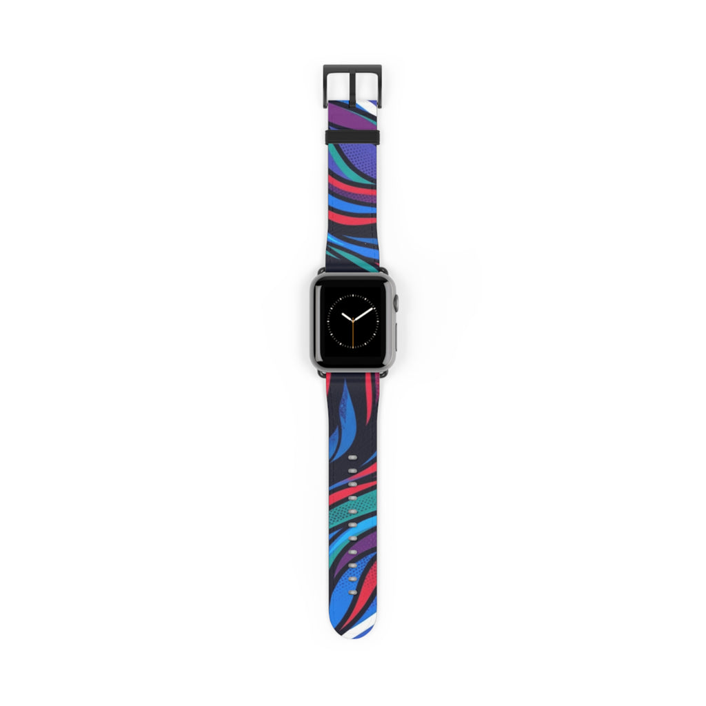 Abstract Neon Waves Watch Band — Colorful Swirl Apple Watch Strap