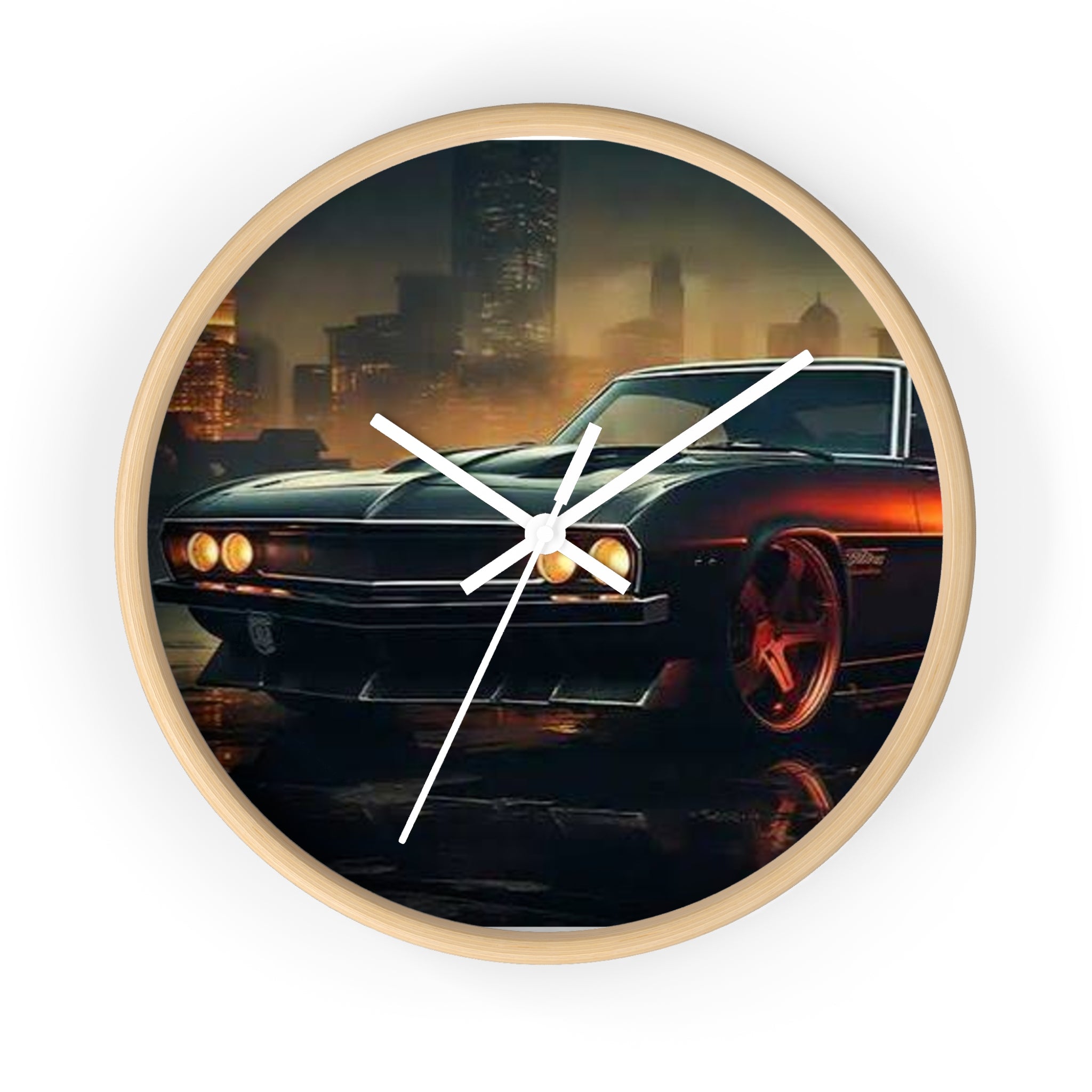 Vintage Muscle Car Wall Clock — Retro City Night Automotive Decor