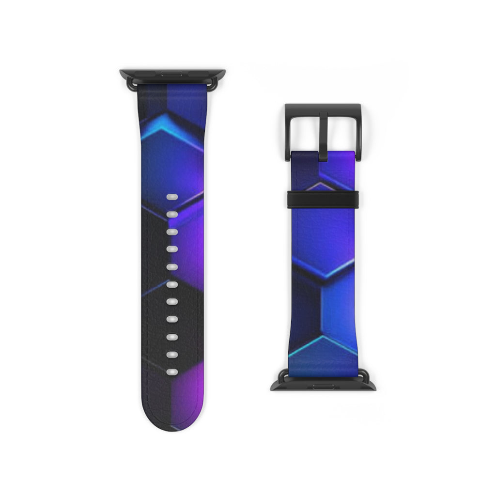 Hex Tech Watch Band — Blue & Purple Geometric Silicone Strap