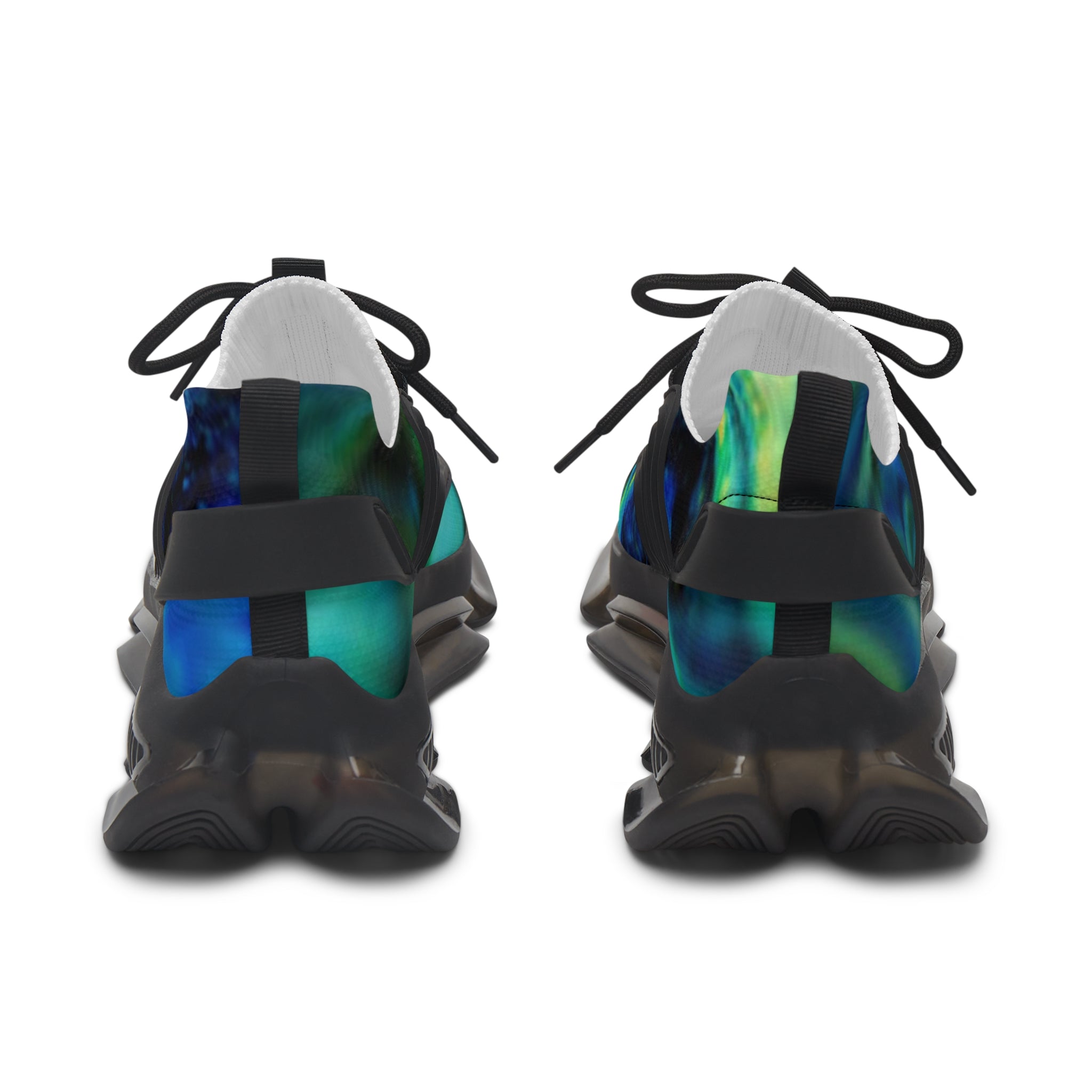 Women's Mesh Sneakers — Green Marble Athletic Shoes, Lightweight Breathable Casual Trainer