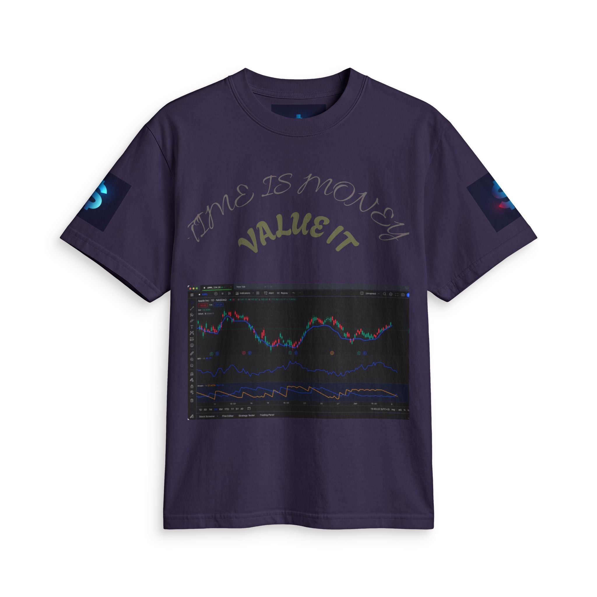 Money Symbol Graphic T-Shirt — Stock Market Candlestick Design