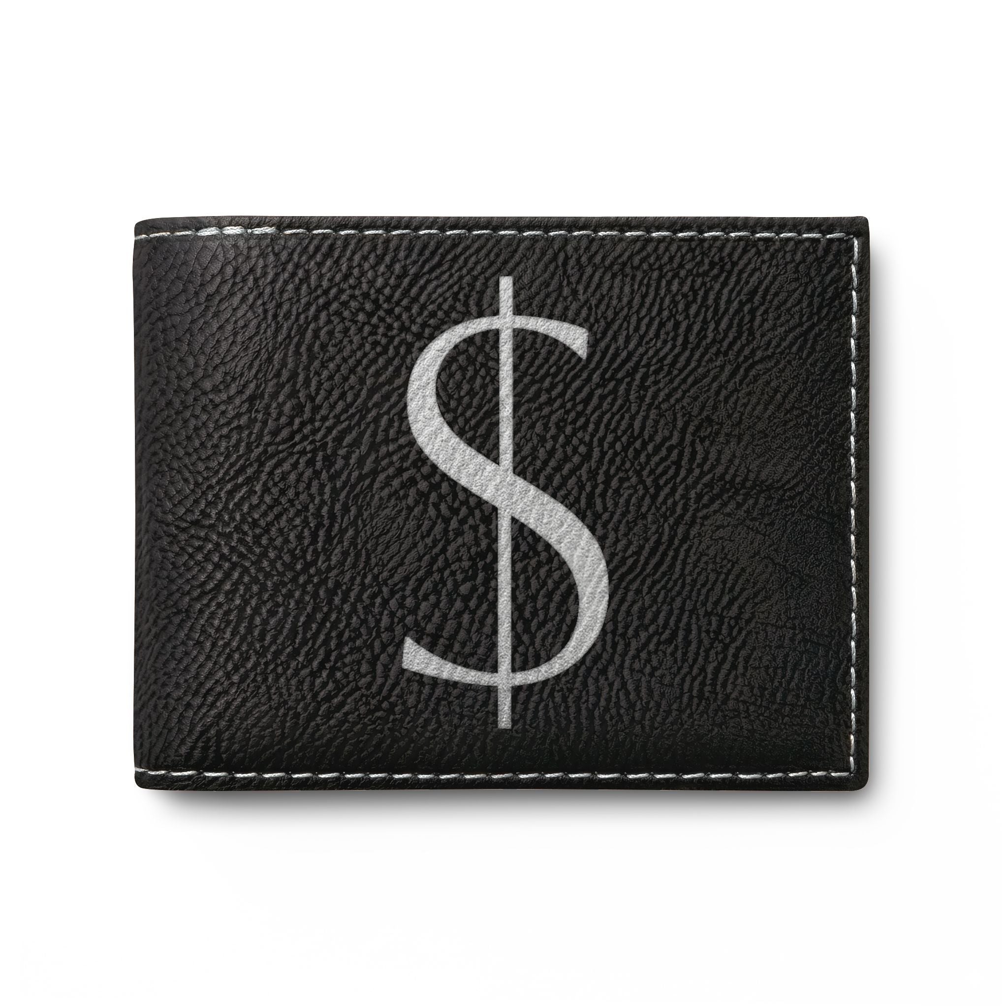 Bi-Fold Wallet — Modern Leather Money Clip Wallet with Dollar sign