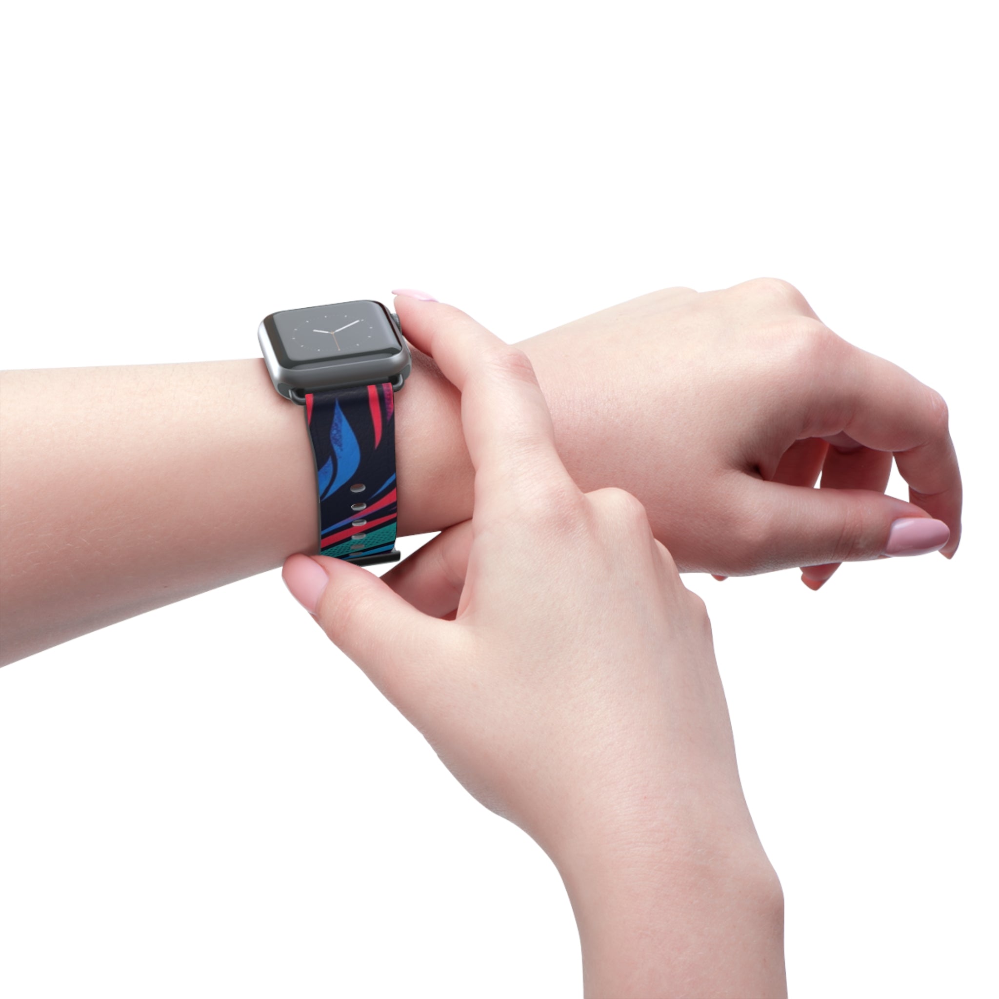 Abstract Neon Waves Watch Band — Colorful Swirl Apple Watch Strap
