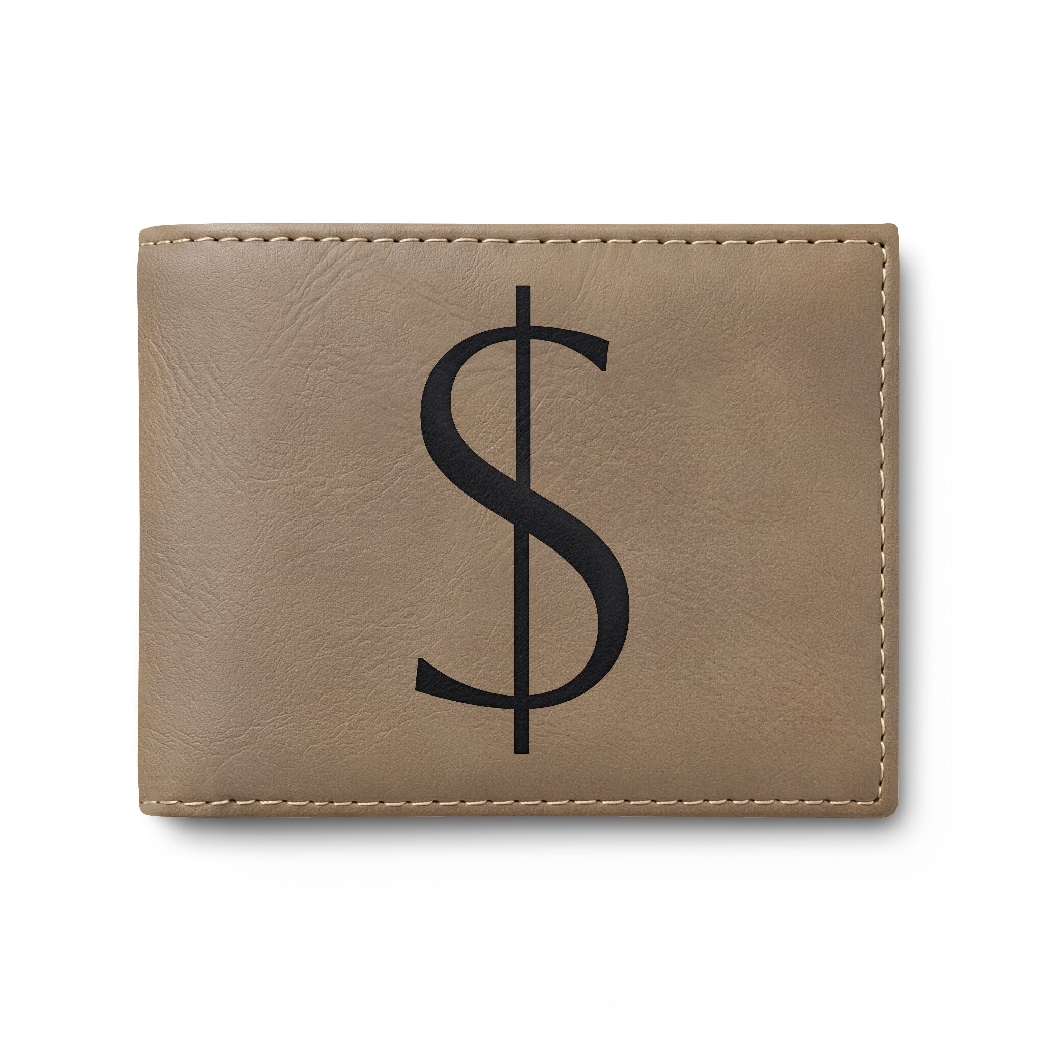 Bi-Fold Wallet — Modern Leather Money Clip Wallet with Dollar sign