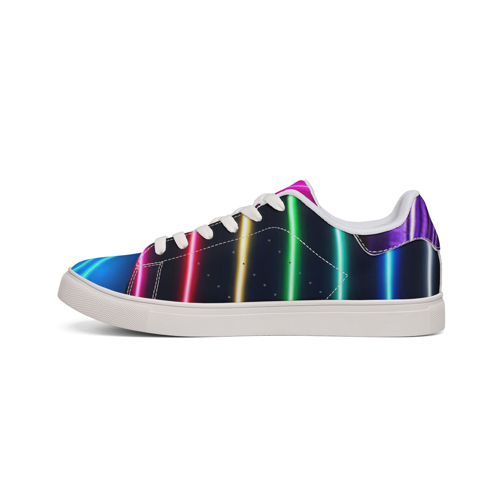 Low-Top Sneakers — Neon Wave Leather Casual Shoes