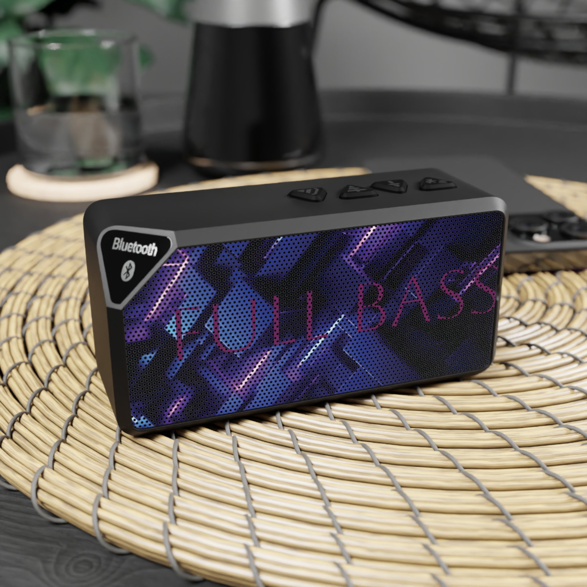 Neon Grid Design Bluetooth Speaker — 'Full Bass' Portable Wireless Speaker