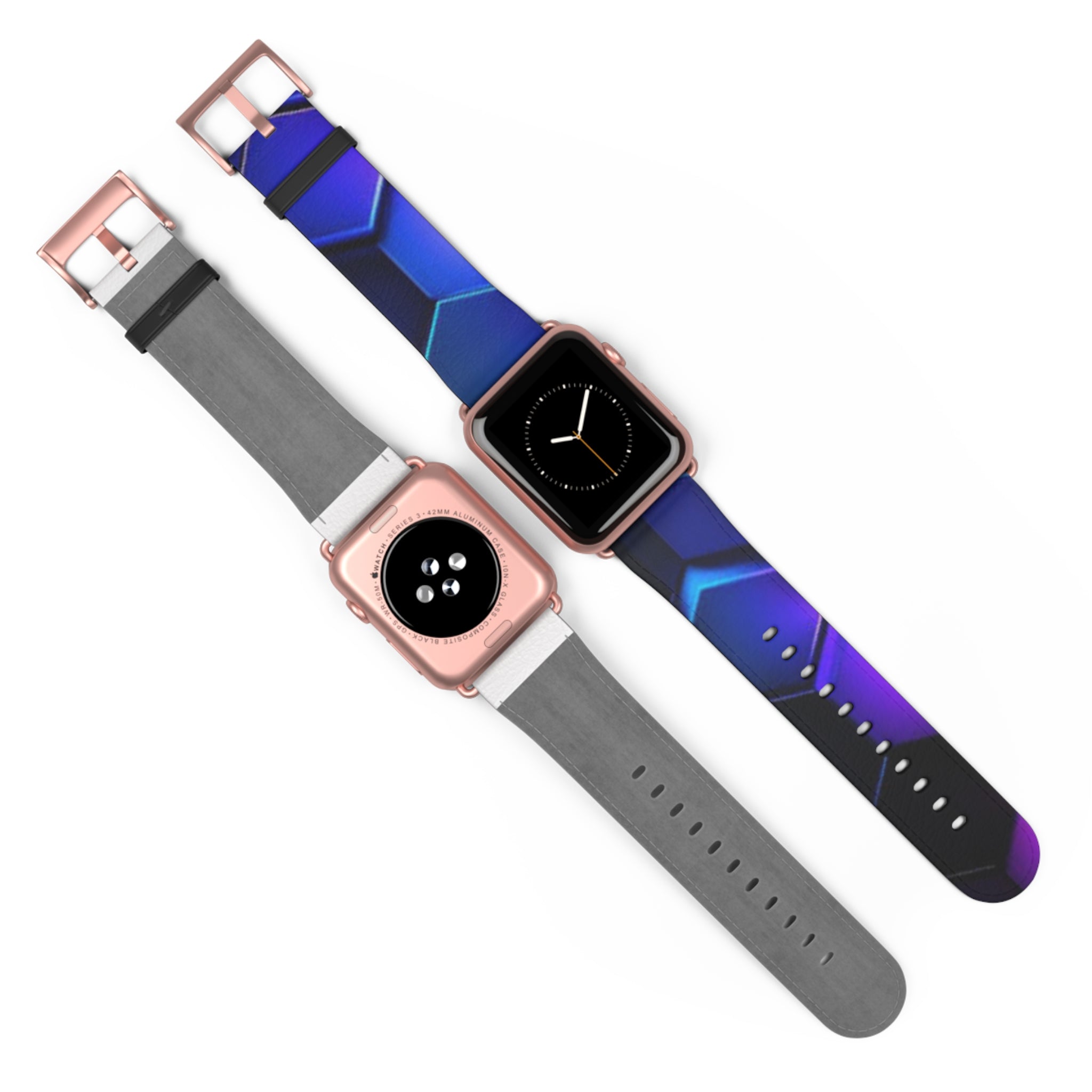 Hex Tech Watch Band — Blue & Purple Geometric Silicone Strap