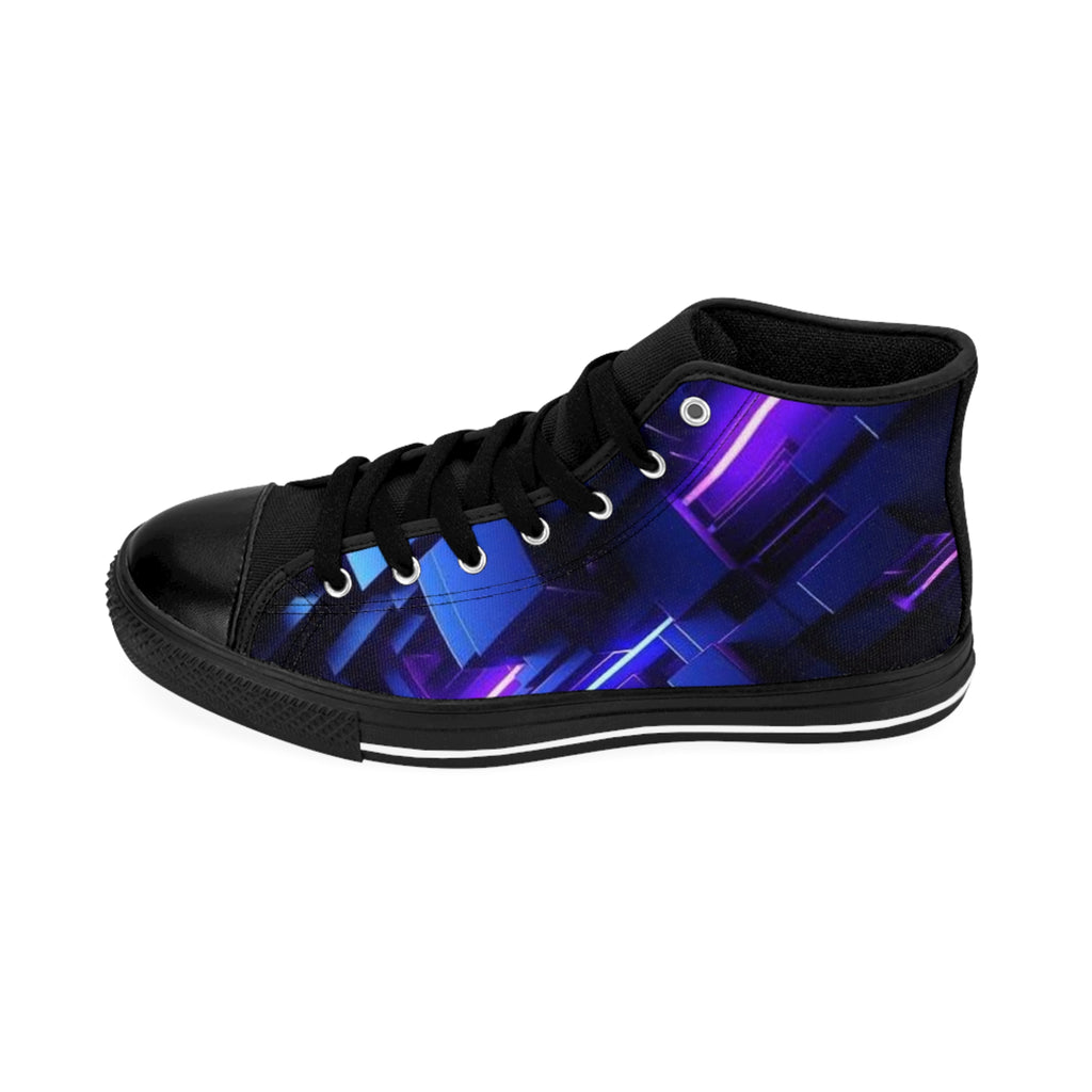 Neon Geometric High-Top Sneakers — Men's Classic Sneakers