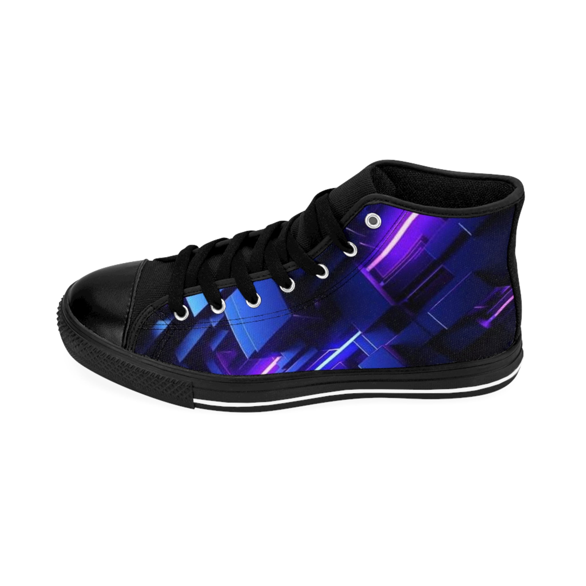 Neon Geometric High-Top Sneakers — Men's Classic Sneakers