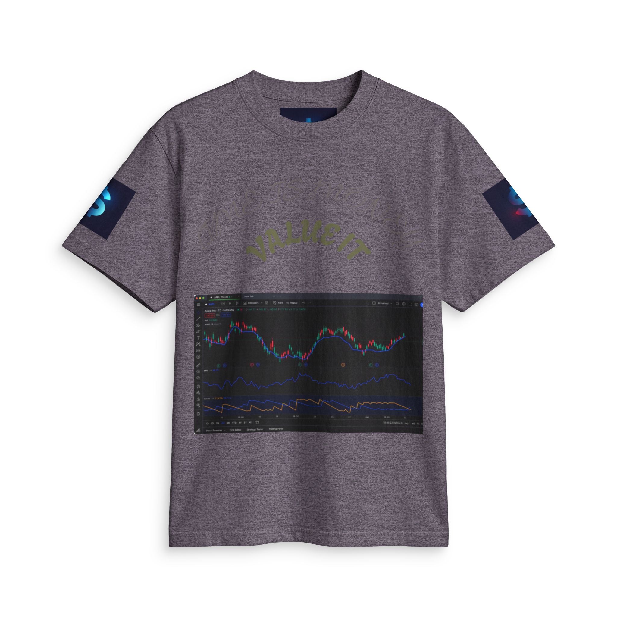 Money Symbol Graphic T-Shirt — Stock Market Candlestick Design